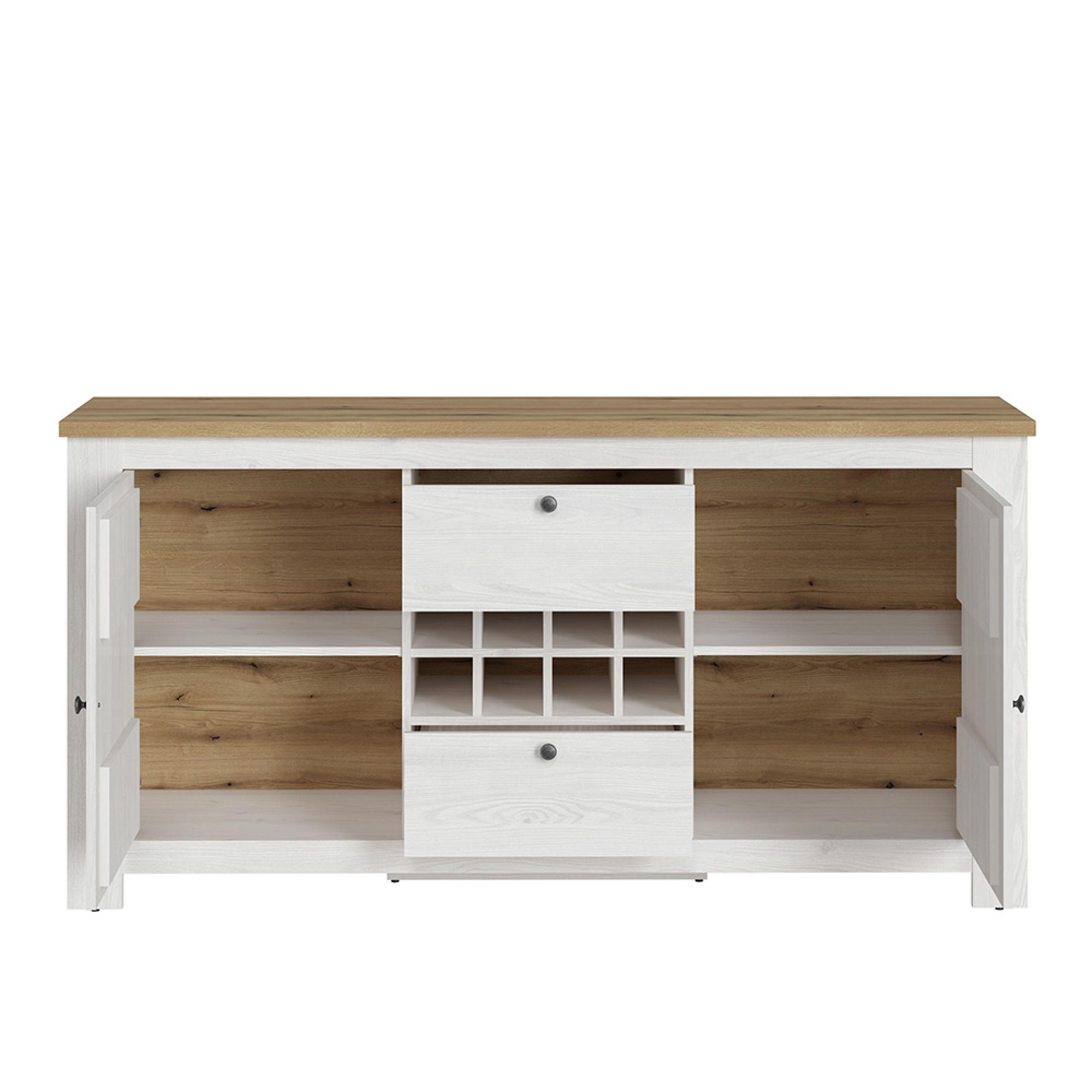 Celesto Sideboard - 2 Door - 2 Drawer - Large - Wine Rack - White