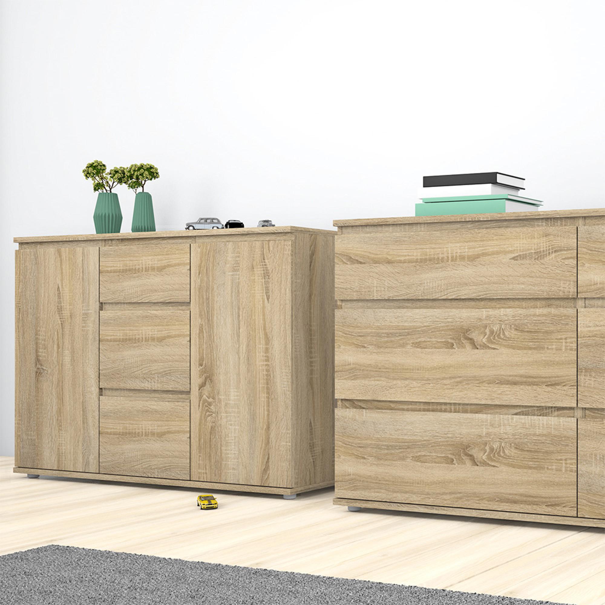 Nova Sideboard - 2 Door - 3 Drawer - Small - Oak