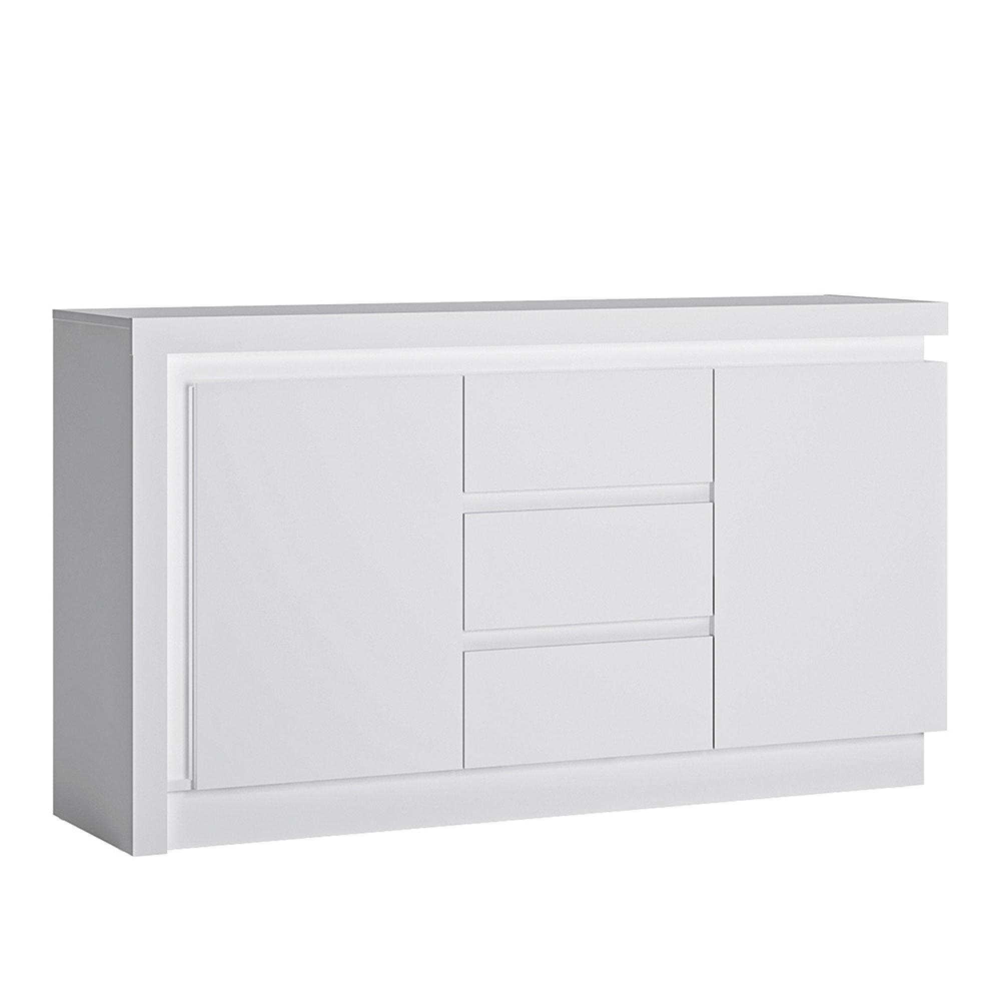 Lyon Sideboard - 2 Door - 3 Drawer - Medium - White High Gloss