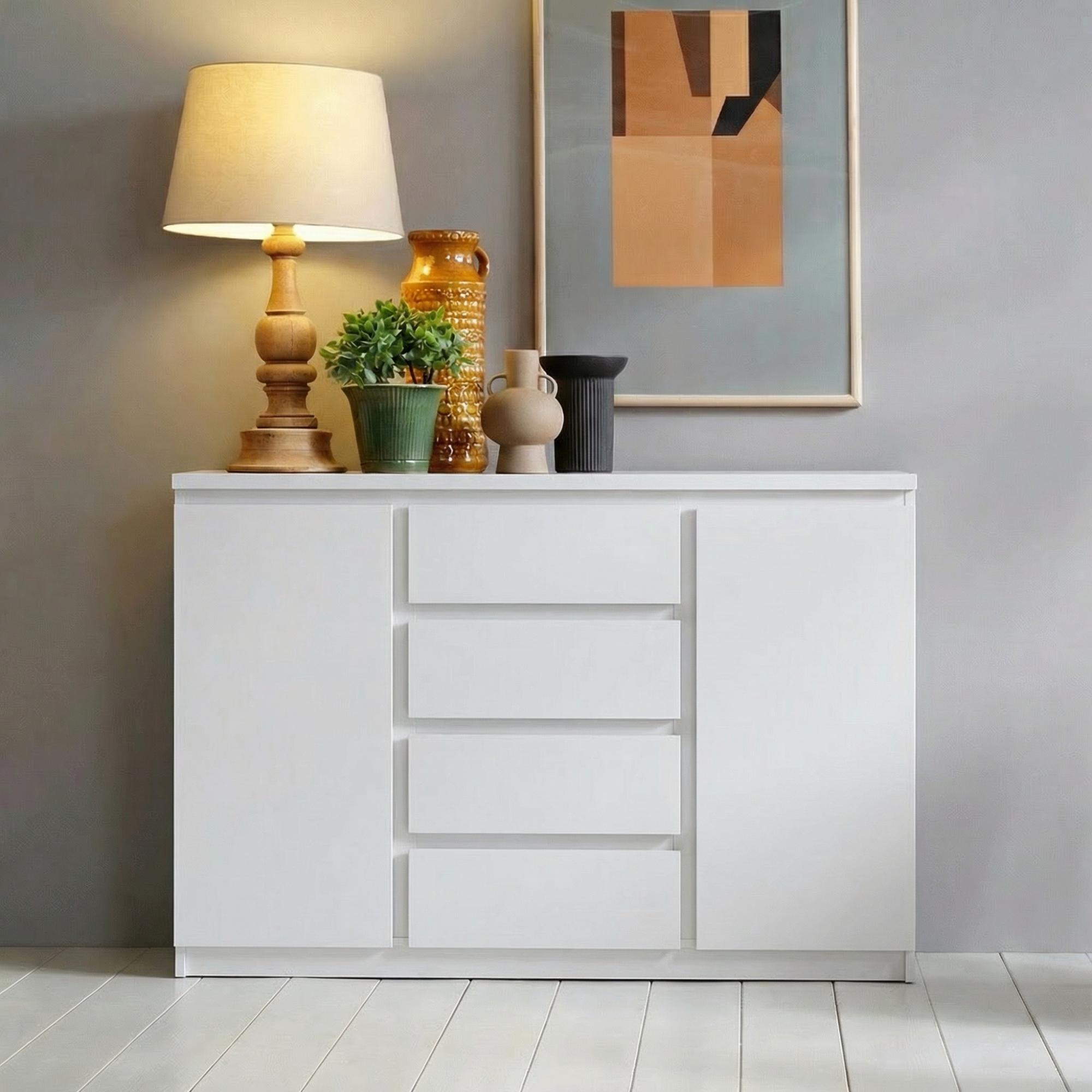 Fribo Sideboard - 2 Door - 4 Drawer - Medium - White