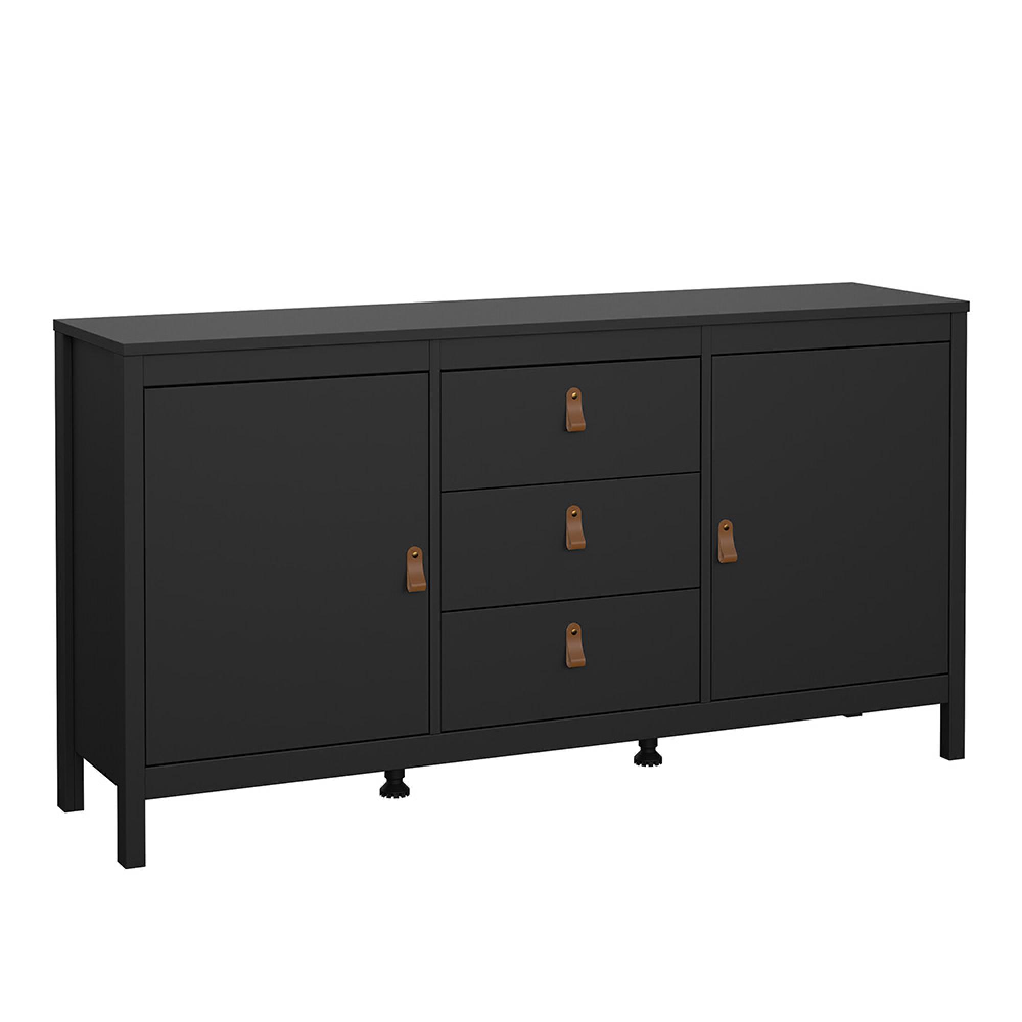 Barcelona Sideboard - 2 Door - 3 Drawer - Medium - Black