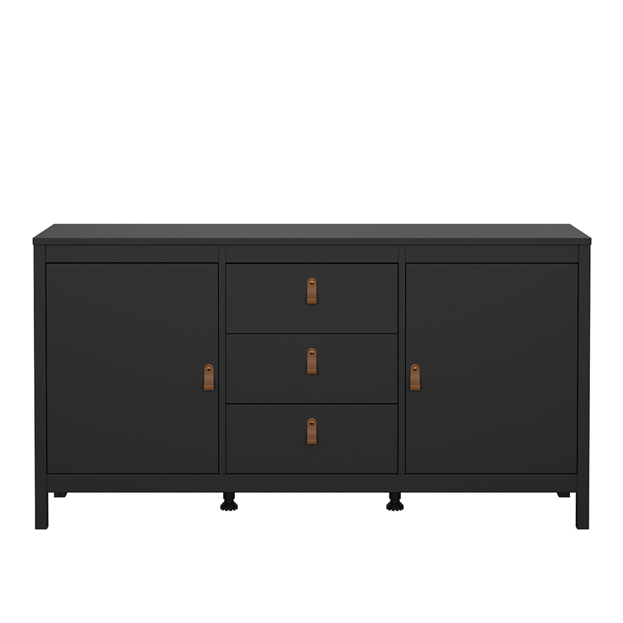 Barcelona Sideboard - 2 Door - 3 Drawer - Medium - Black