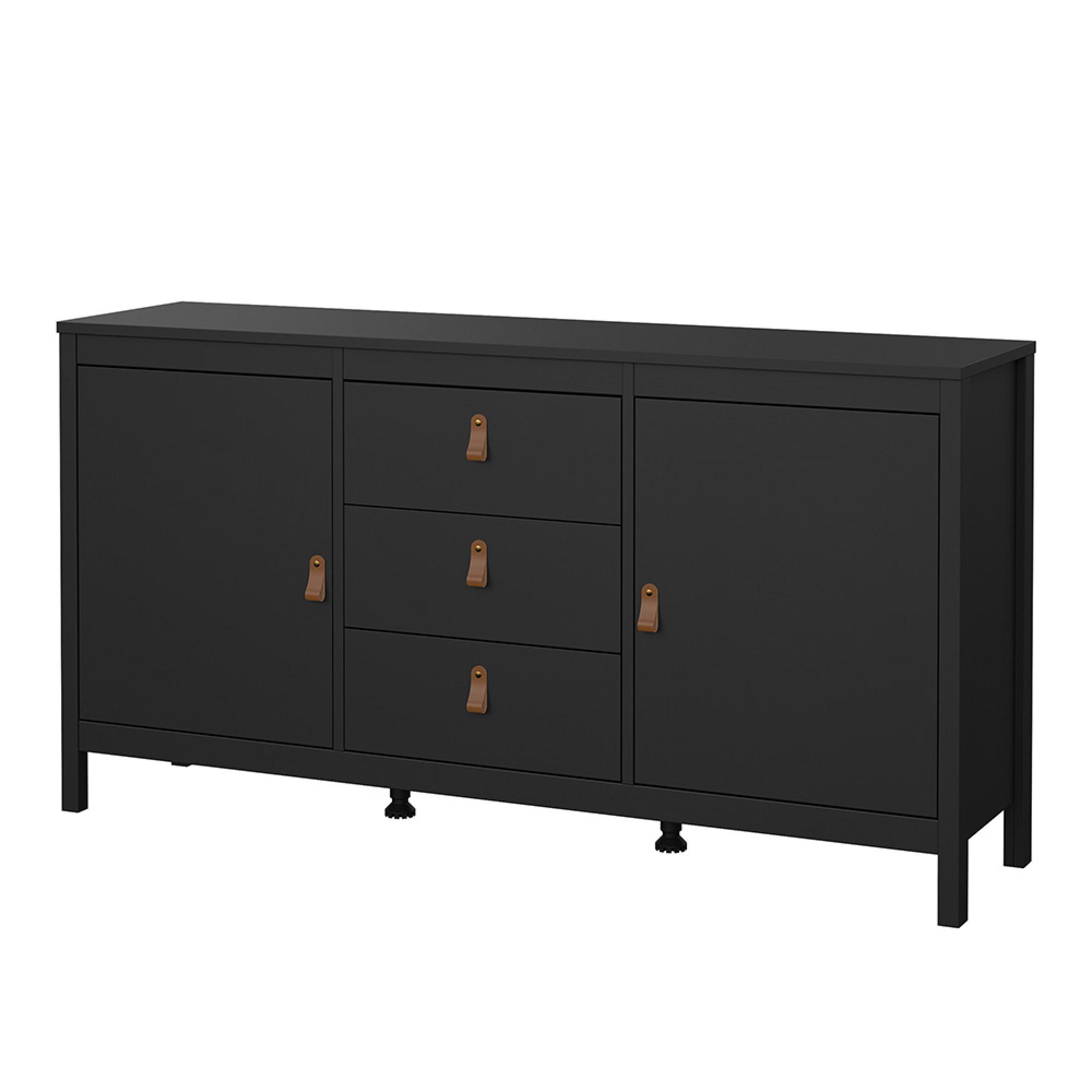 Barcelona Sideboard - 2 Door - 3 Drawer - Medium - Black