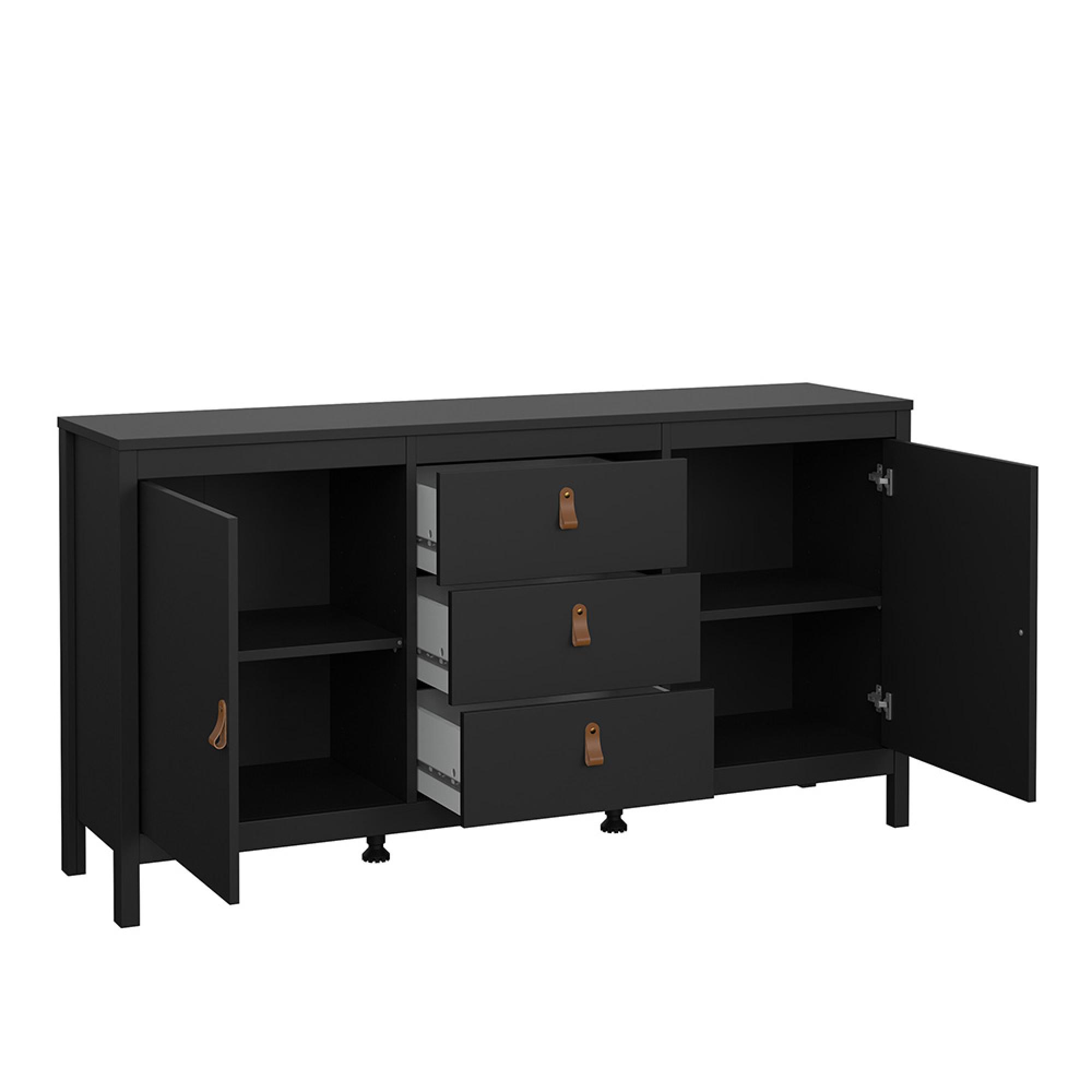 Barcelona Sideboard - 2 Door - 3 Drawer - Medium - Black