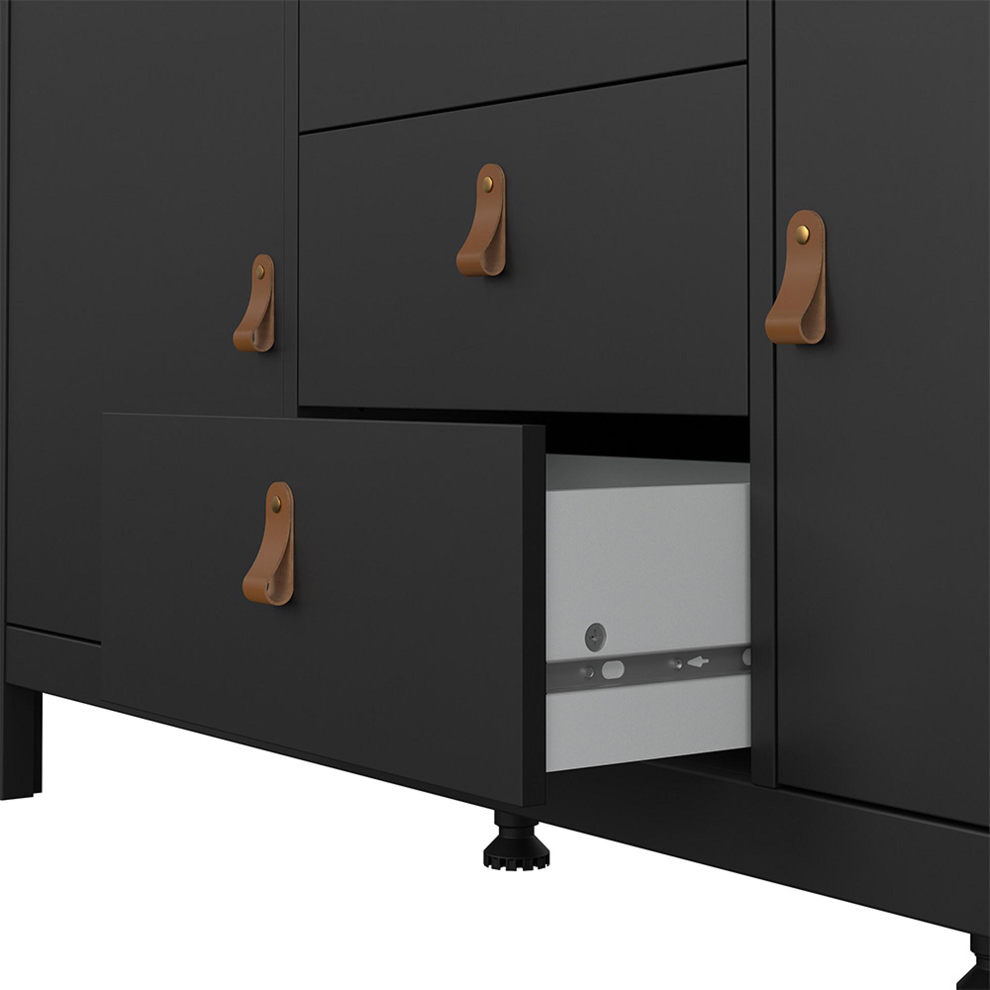 Barcelona Sideboard - 2 Door - 3 Drawer - Medium - Black