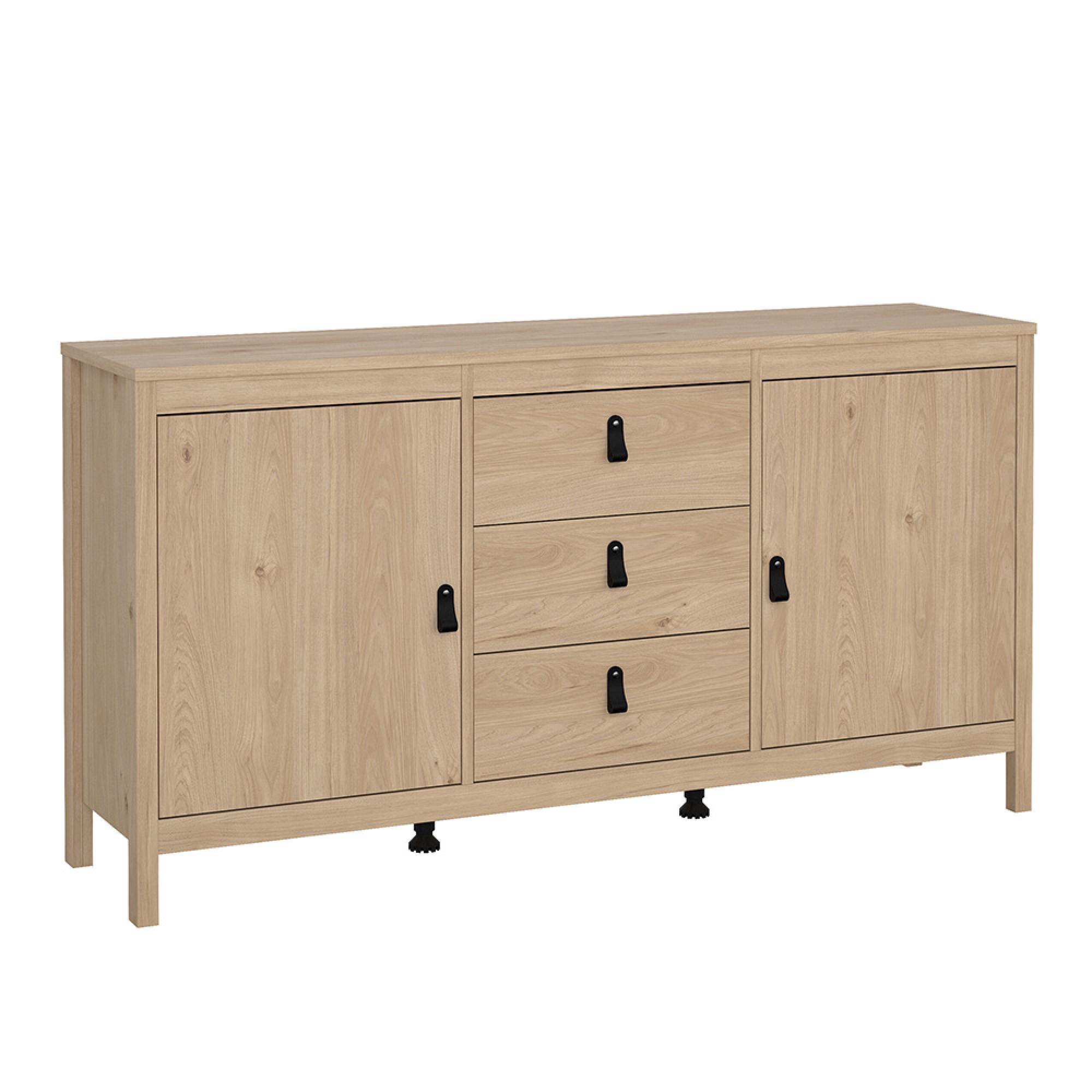 Barcelona Sideboard - 2 Door - 3 Drawer - Medium - Jackson Hickory Oak