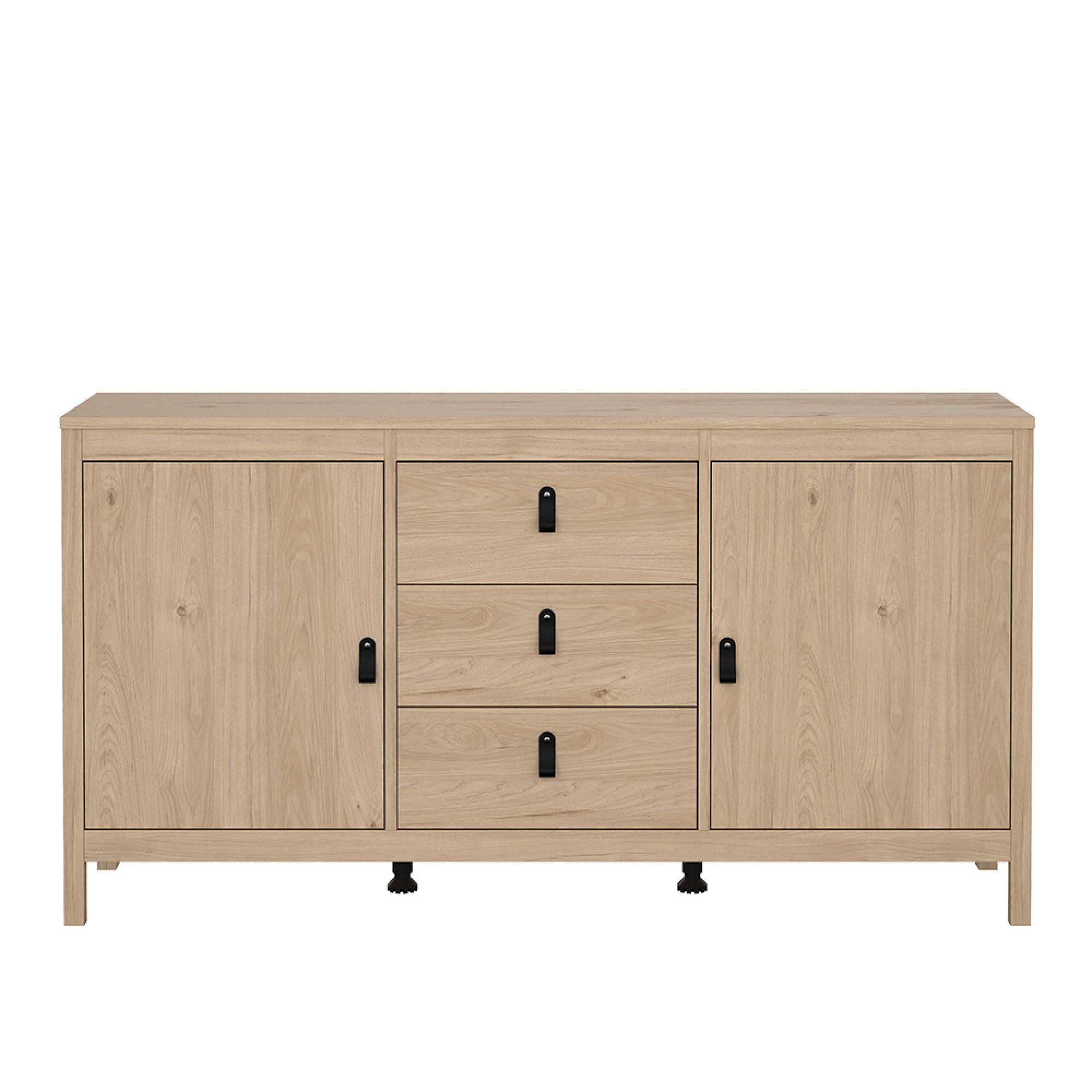 Barcelona Sideboard - 2 Door - 3 Drawer - Medium - Jackson Hickory Oak