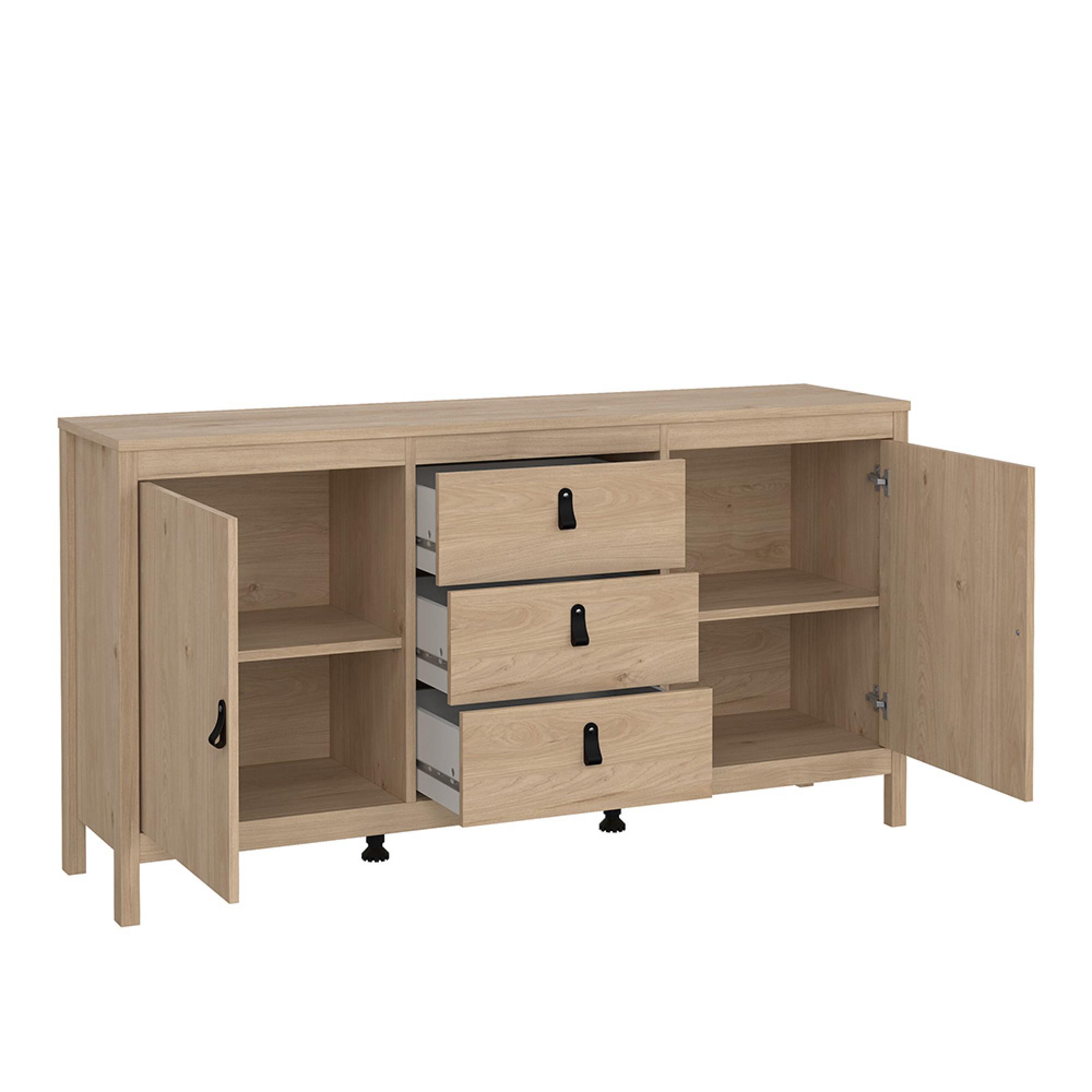 Barcelona Sideboard - 2 Door - 3 Drawer - Medium - Jackson Hickory Oak
