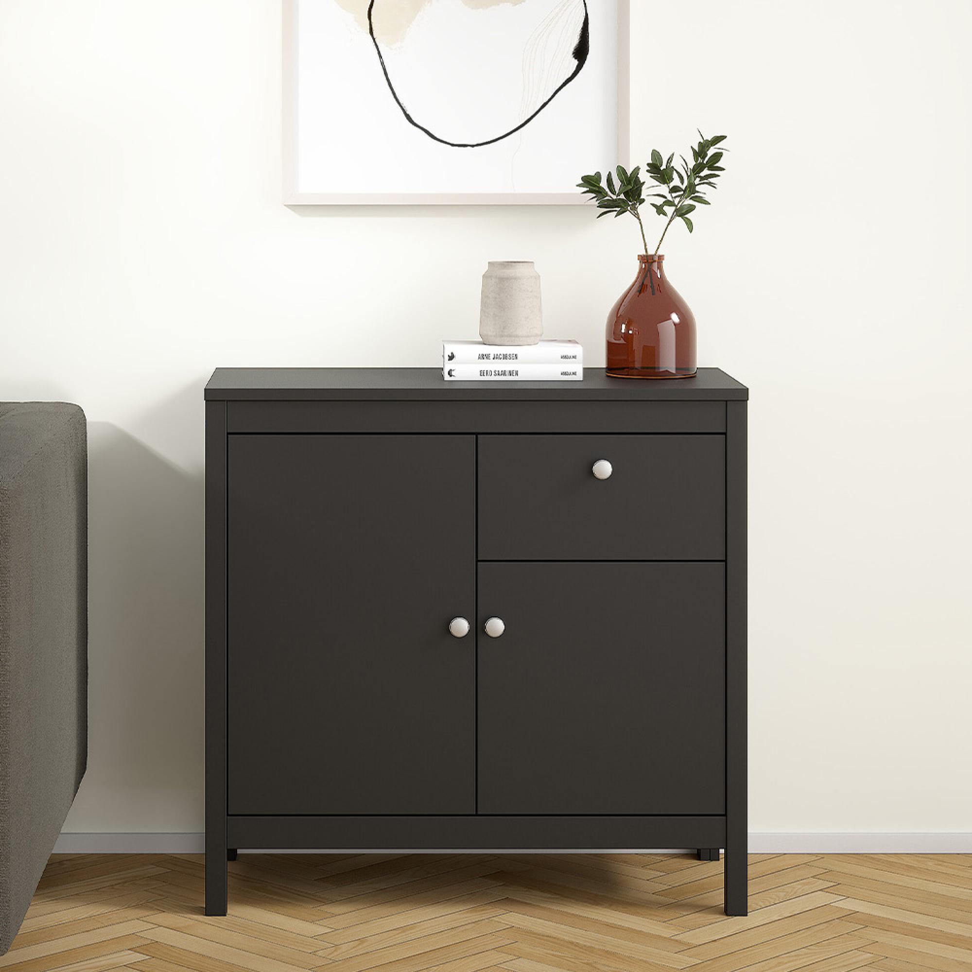Madrid Sideboard - 2 Door - 1 Drawer - Small - Black