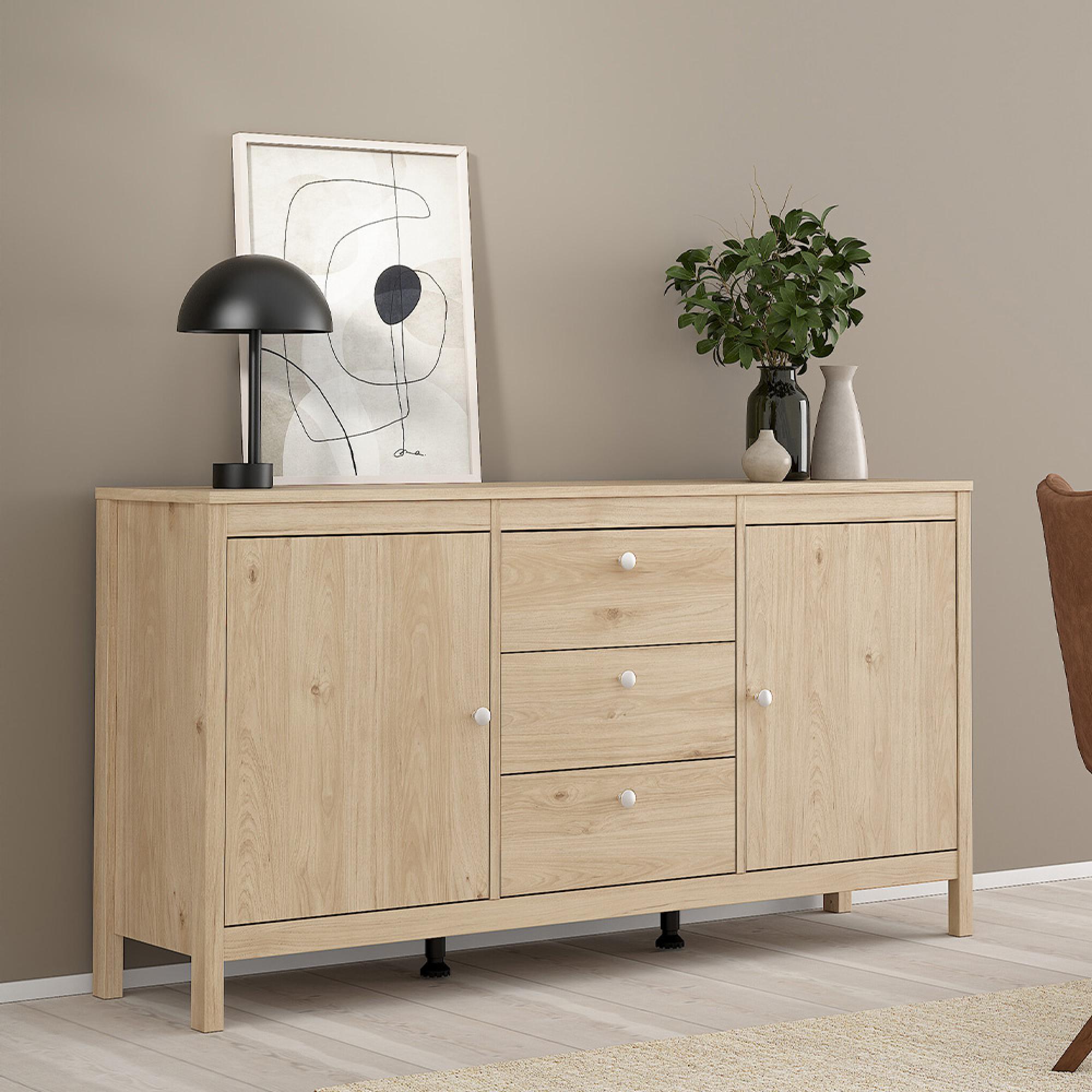 Madrid Sideboard - 2 Door - 3 Drawer - Medium - Jackson Hickory Oak