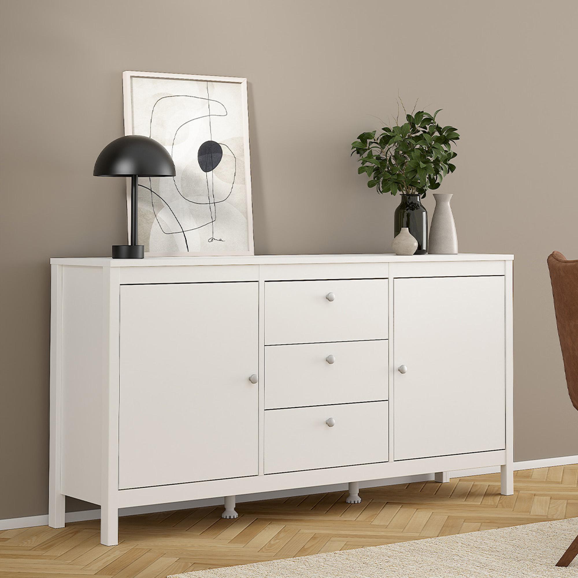 Madrid Sideboard - 2 Door - 3 Drawer - Medium - White