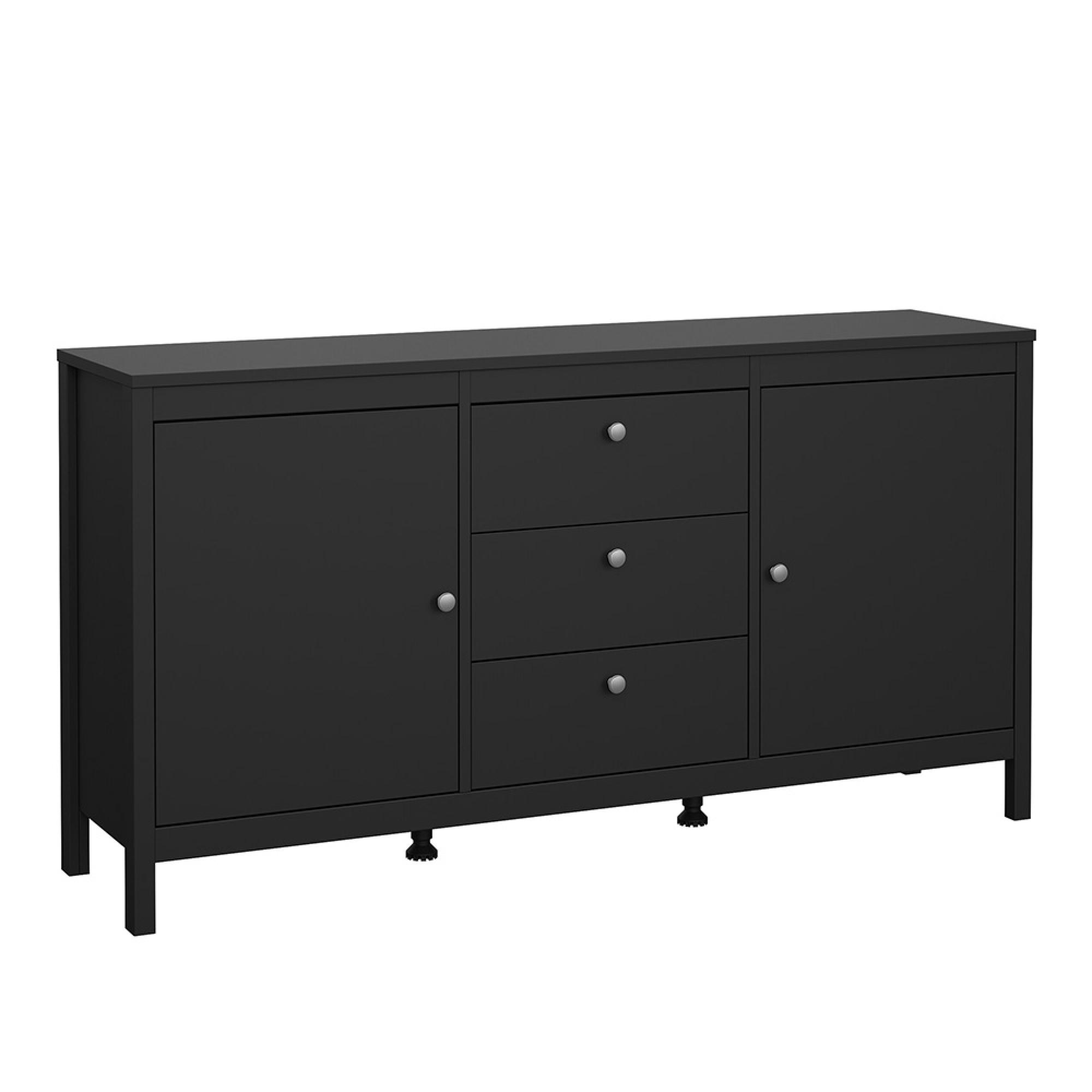 Madrid Sideboard - 2 Door - 3 Drawer - Medium - Black