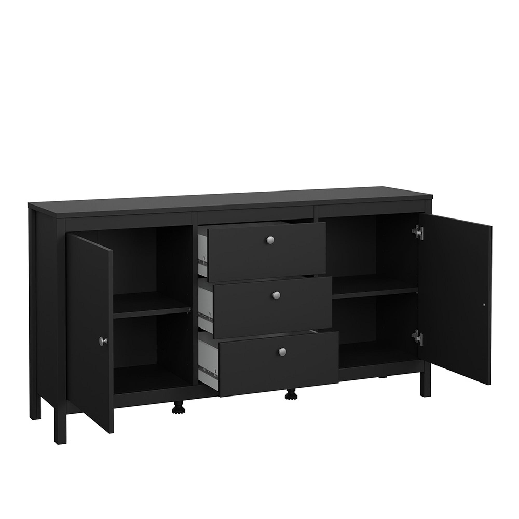 Madrid Sideboard - 2 Door - 3 Drawer - Medium - Black