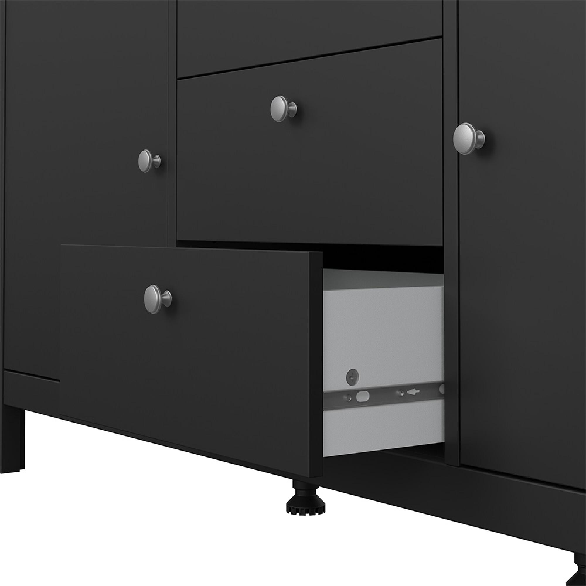 Madrid Sideboard - 2 Door - 3 Drawer - Medium - Black