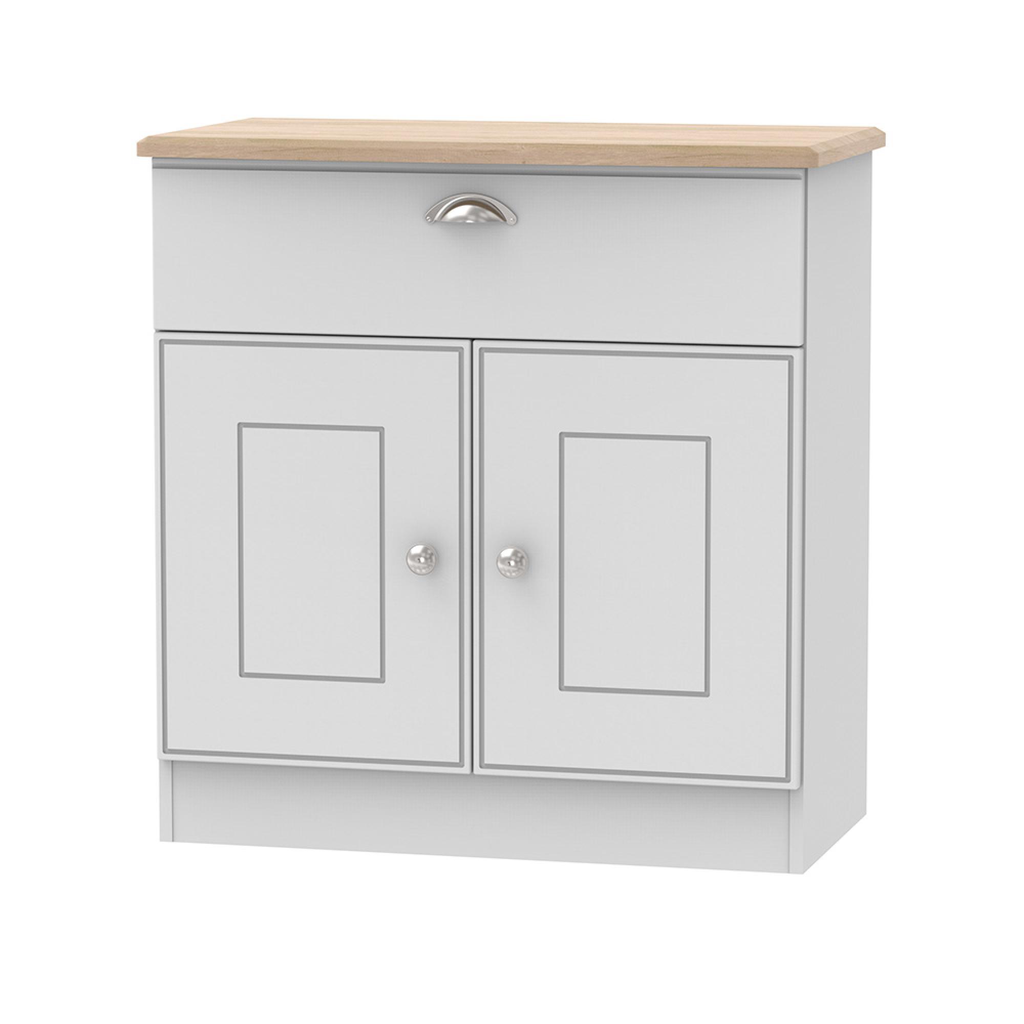 Victoria Sideboard - Compact - 2 Door - Grey and Riviera Oak