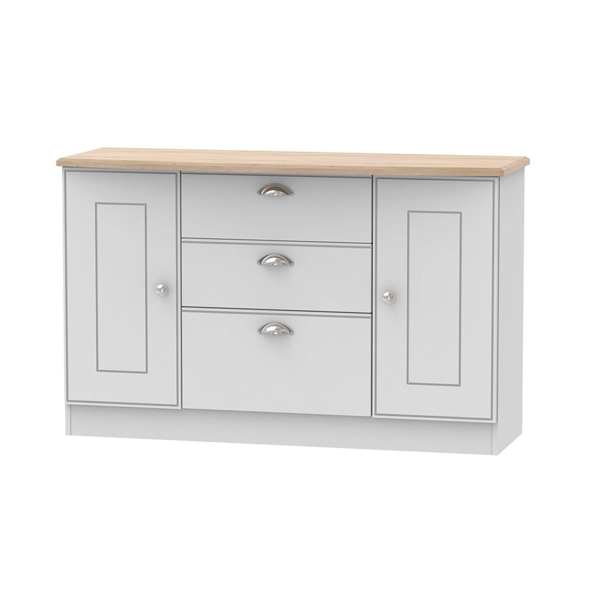 Victoria Sideboard - Medium - 2 Door - Grey and Riviera Oak