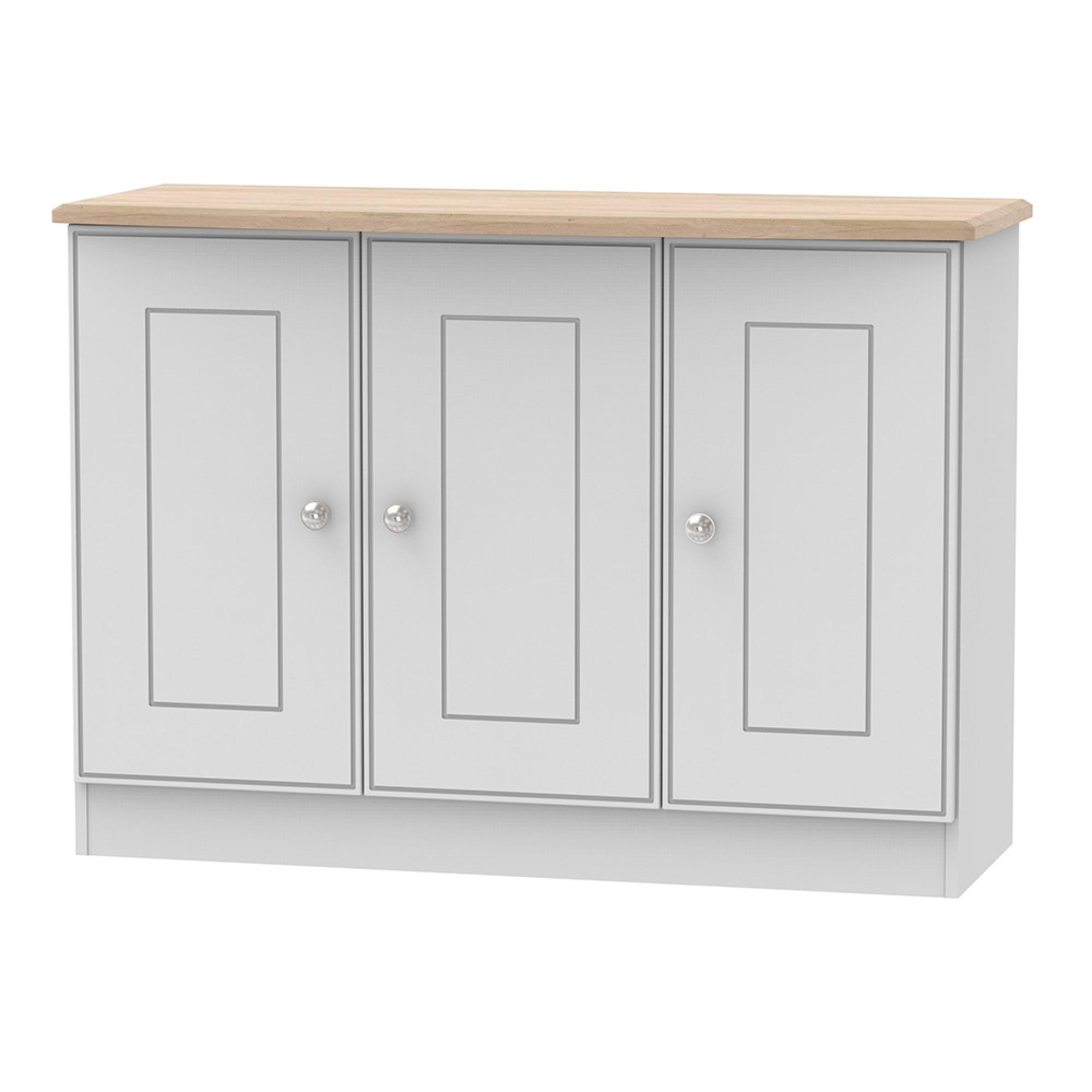Victoria Sideboard - Small - 3 Door - Grey and Riviera Oak