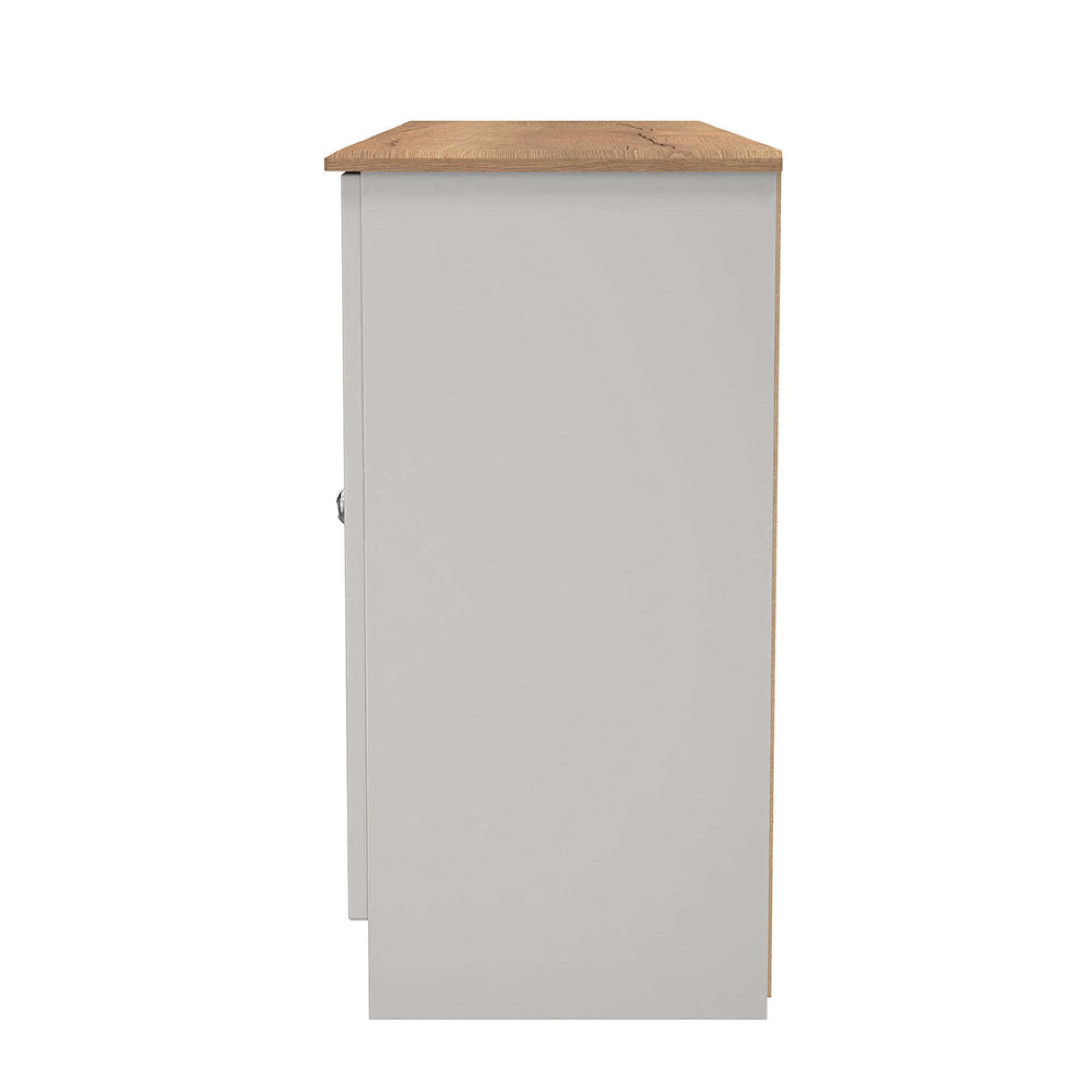 Victoria Sideboard - Wide - 4 Door - Grey and Riviera Oak