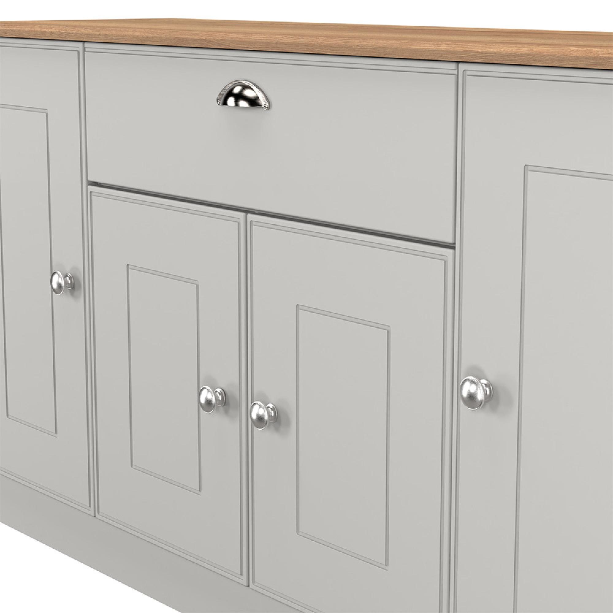 Victoria Sideboard - Wide - 4 Door - Grey and Riviera Oak