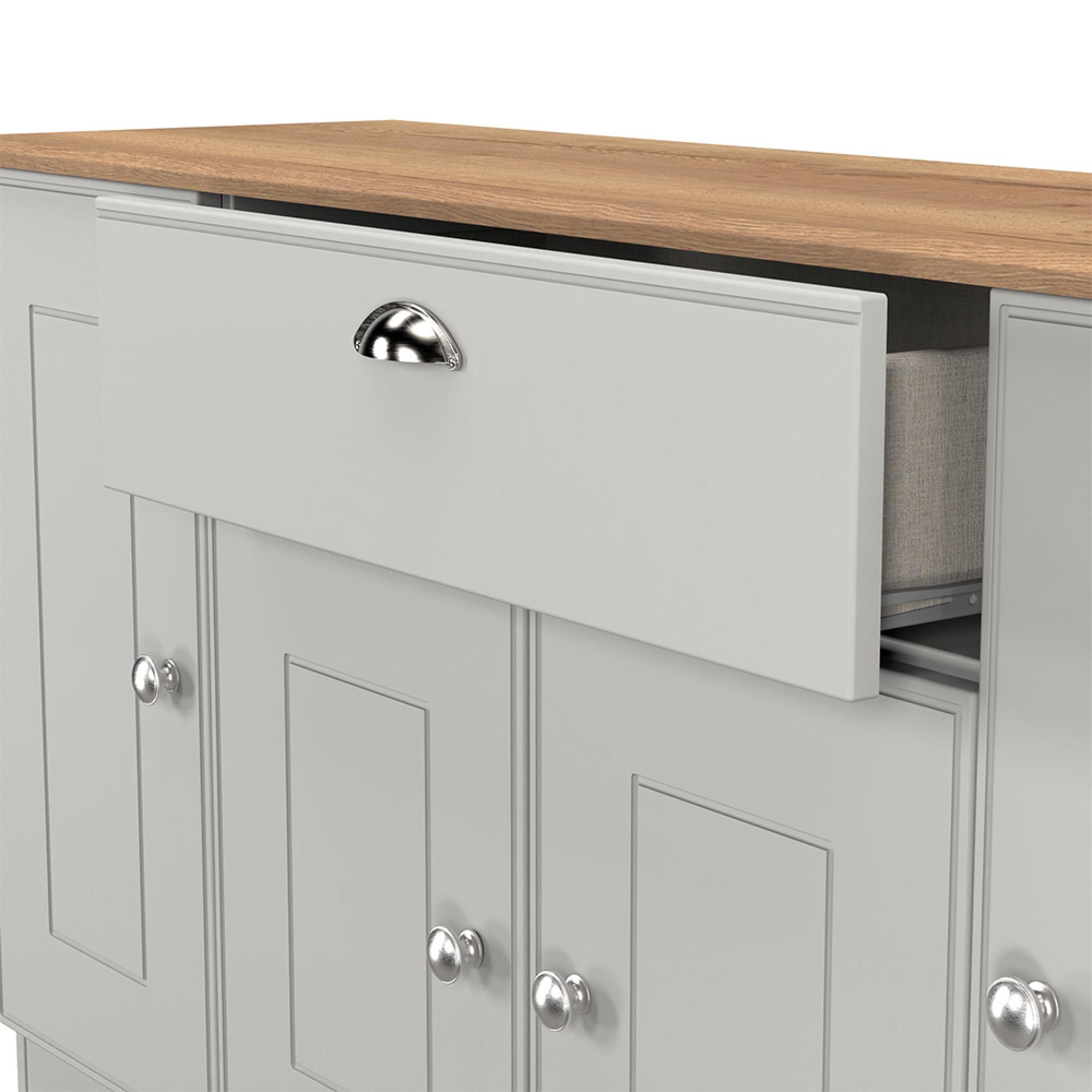 Victoria Sideboard - Wide - 4 Door - Grey and Riviera Oak