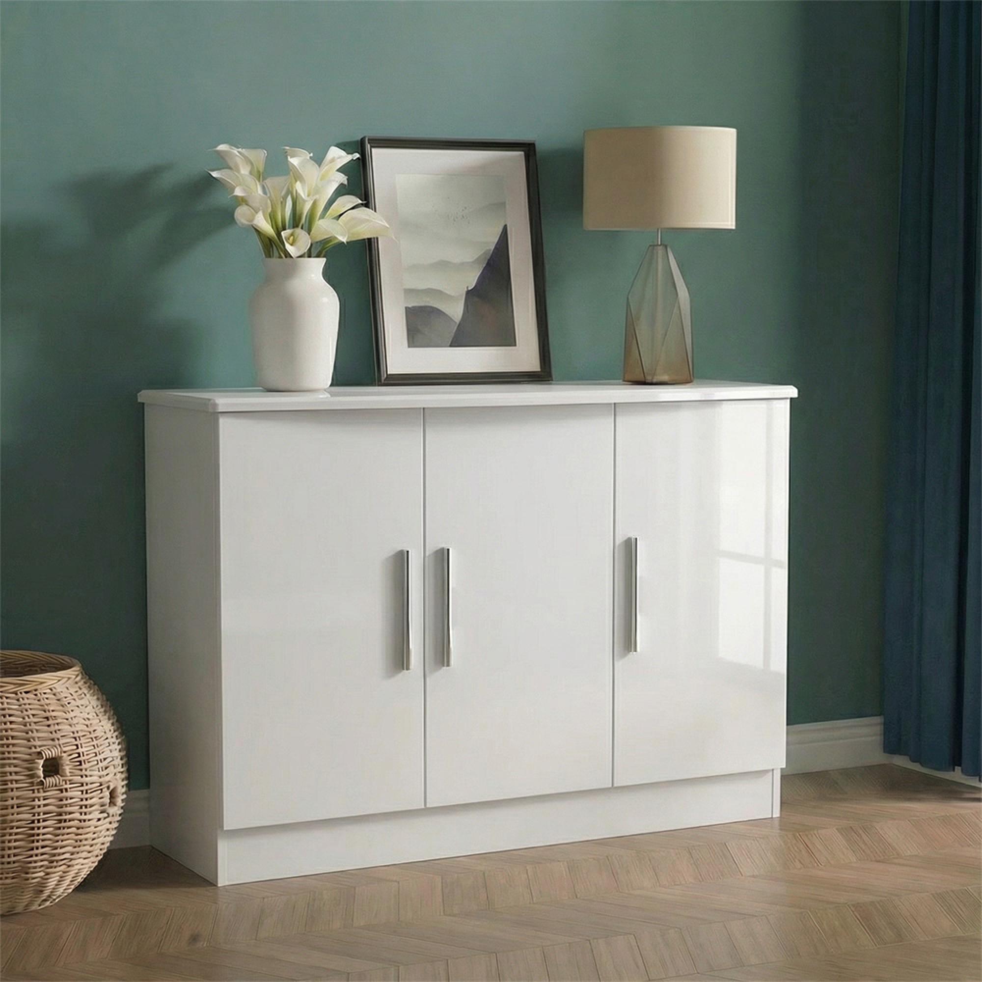 Knightsbridge Sideboard - Small - 3 Door - White Gloss
