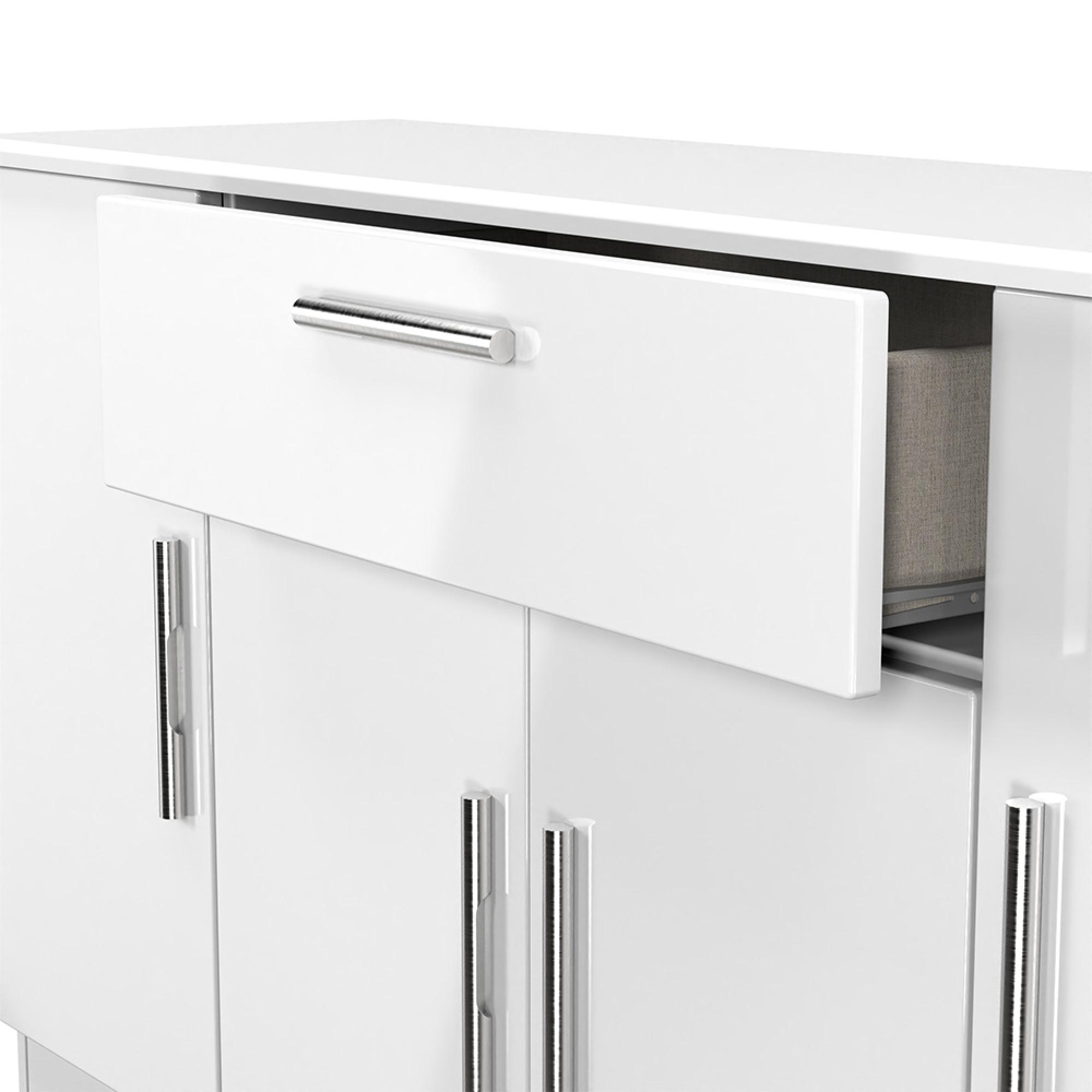Knightsbridge Sideboard - Wide - 4 Door - White Gloss