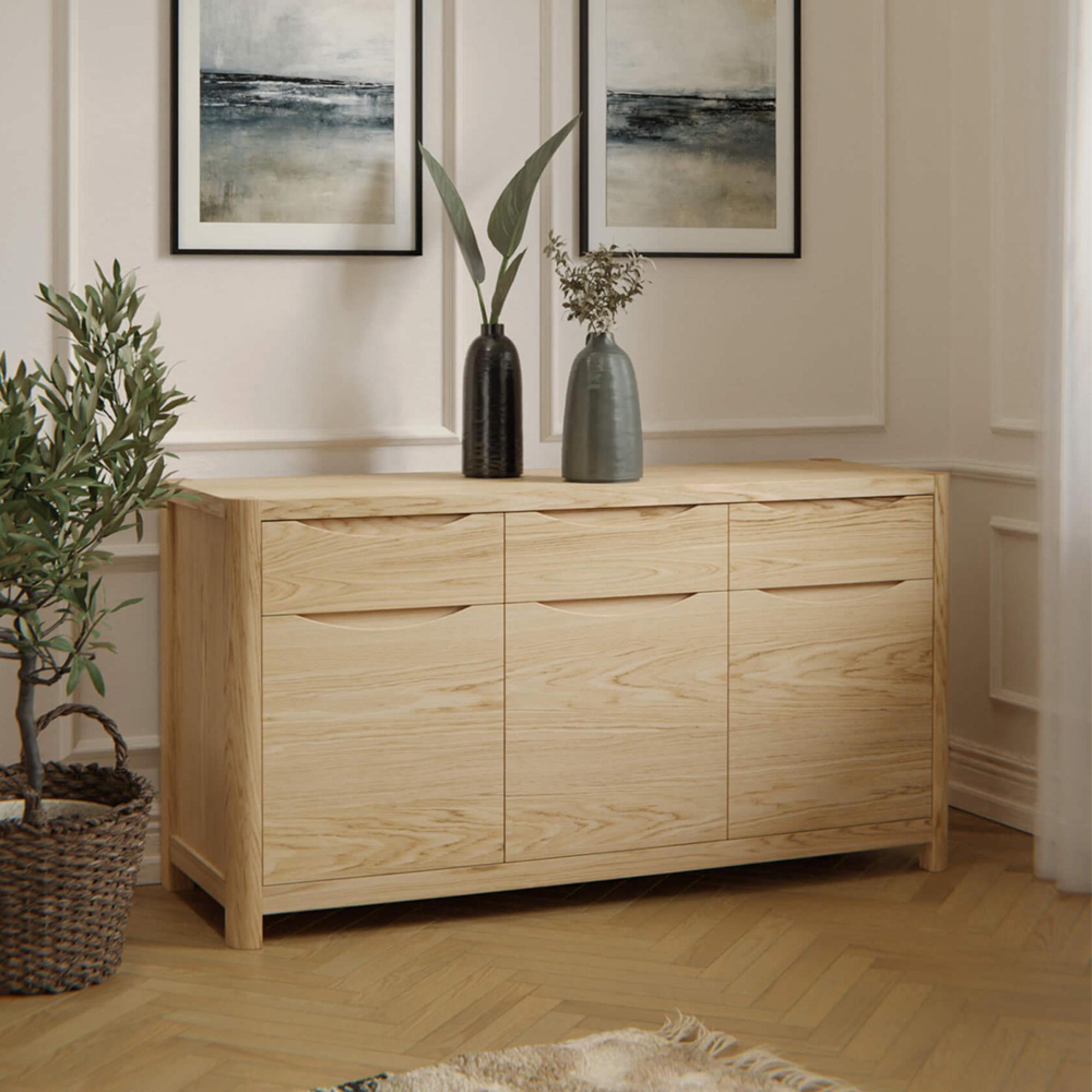 Stockholm Sideboard - 3 Door 3 Drawer - Oak