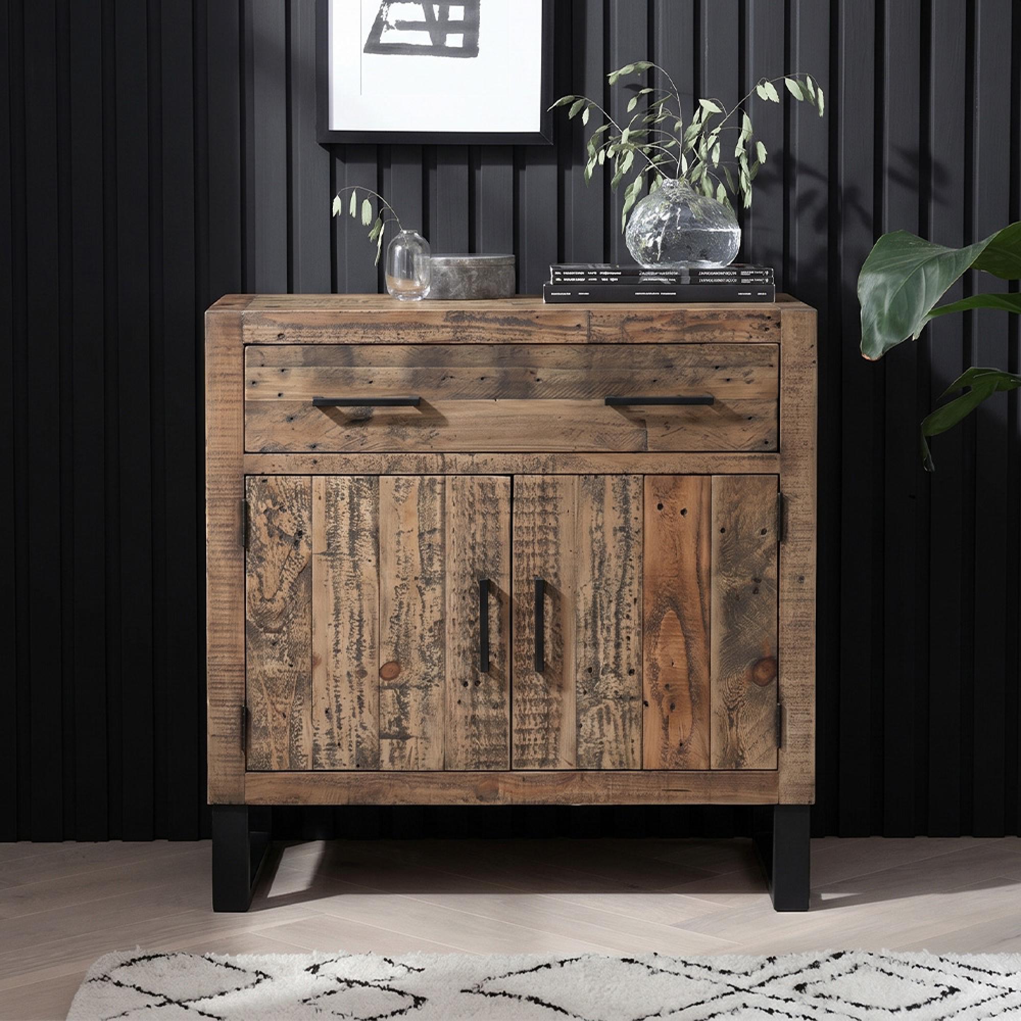 Preston Sideboard - 2 Door - 1 Drawer - 78cm - Industrial - Rustic