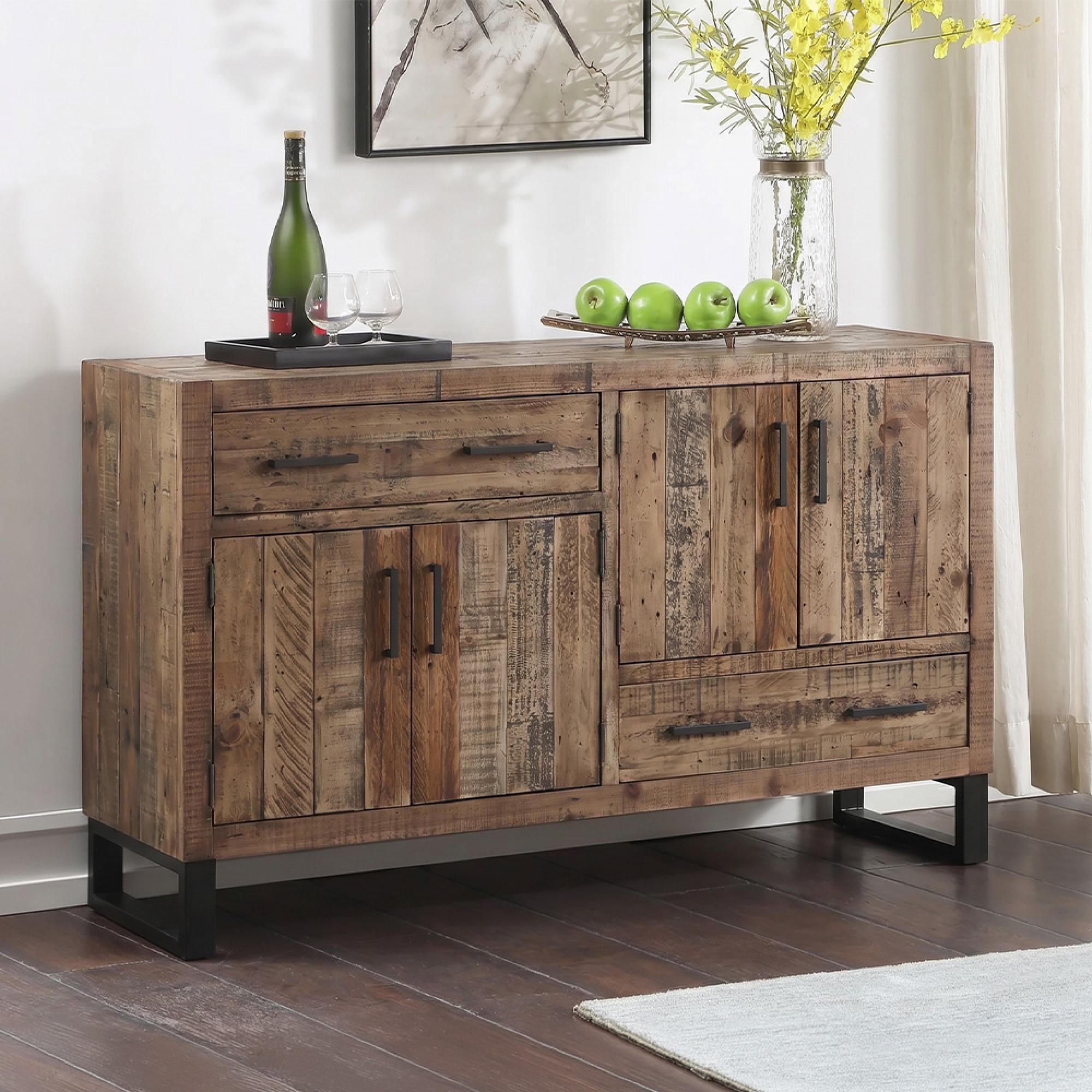 Preston Sideboard - 4 Door - 2 Drawer - Industrial - Medium - Rustic