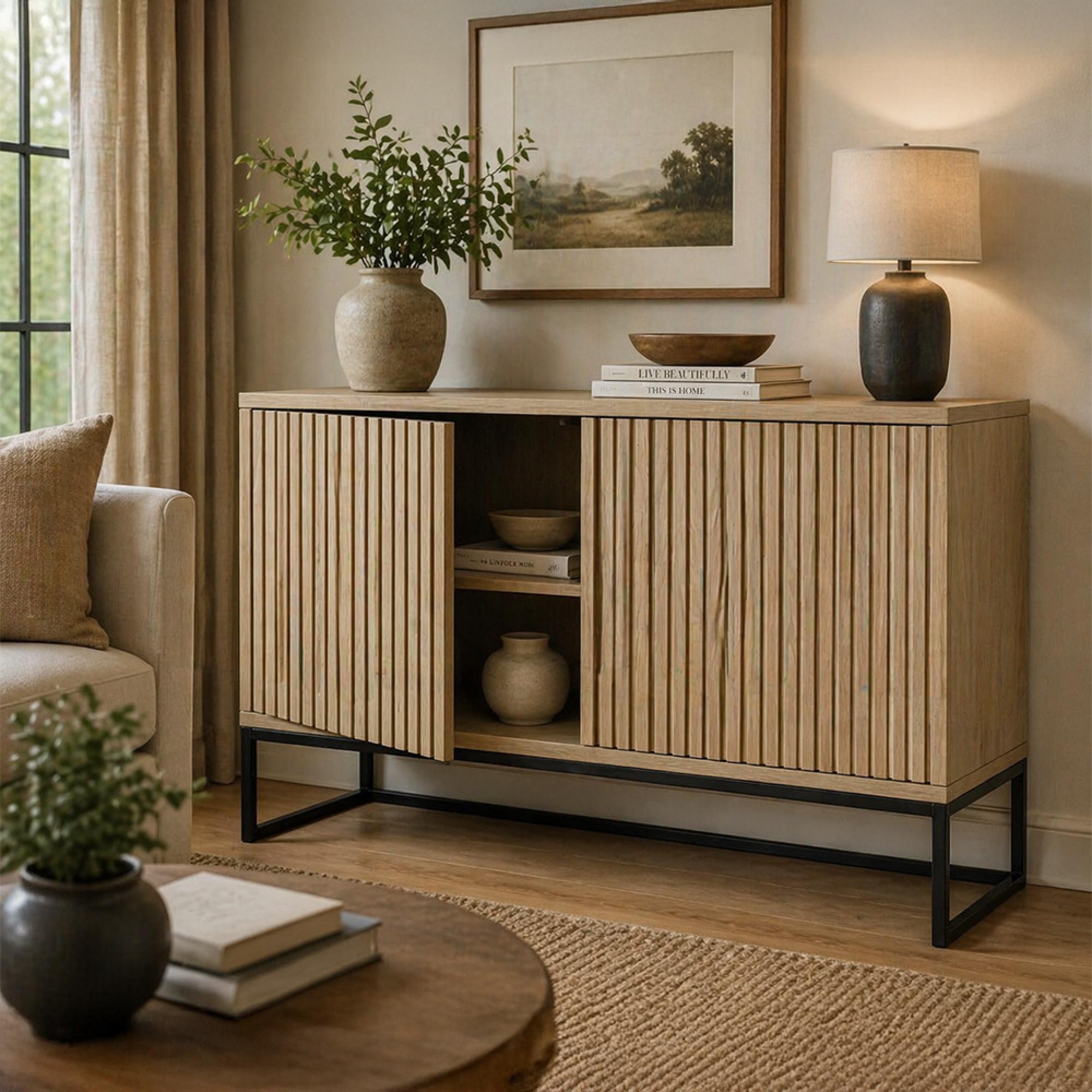 Timo Sideboard - 2 Door - Medium - with Slatted Front - Oiled Oak - Variation Available