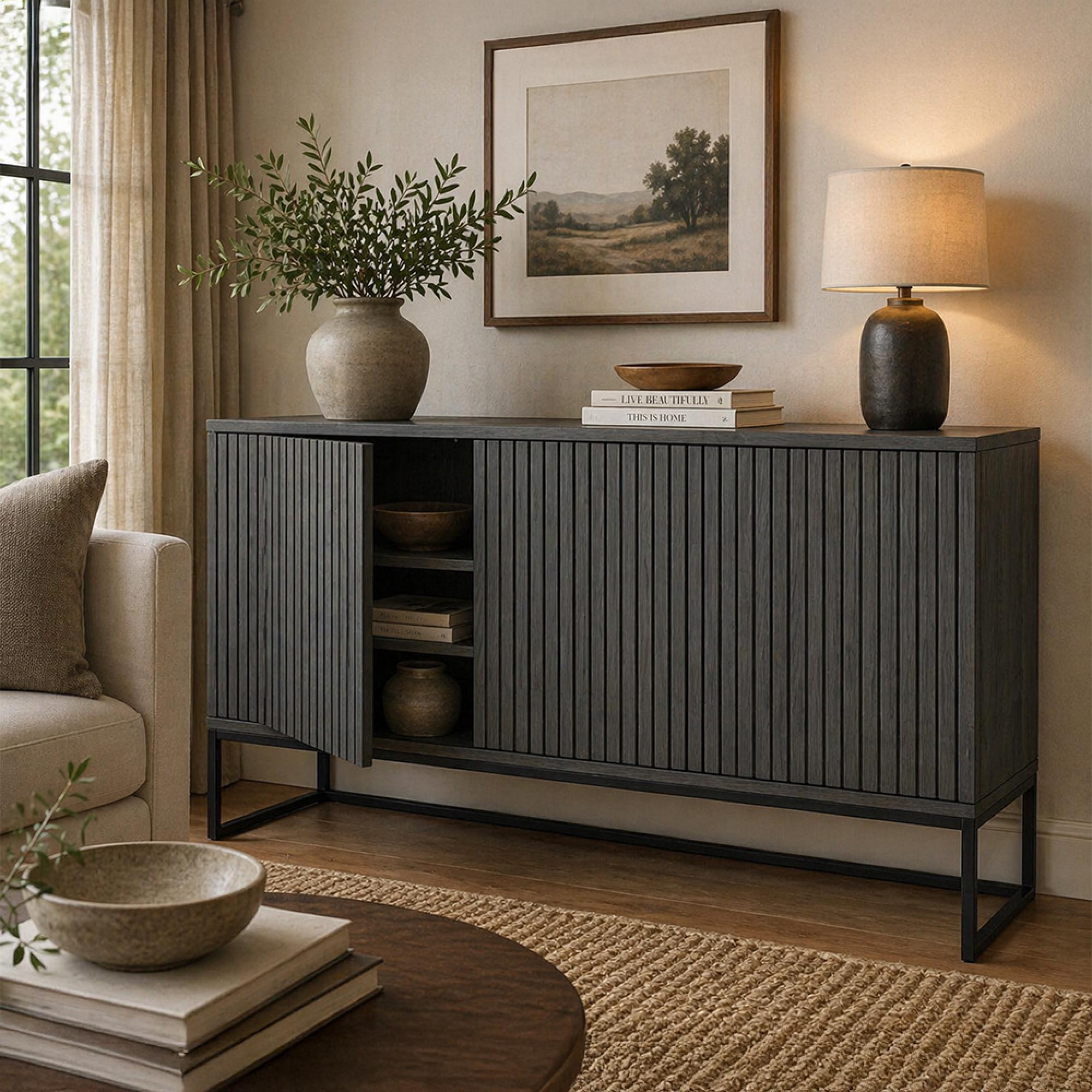 Timo Sideboard - 3 Door - Large - with Slatted Front - Oiled Ash - Variation Available