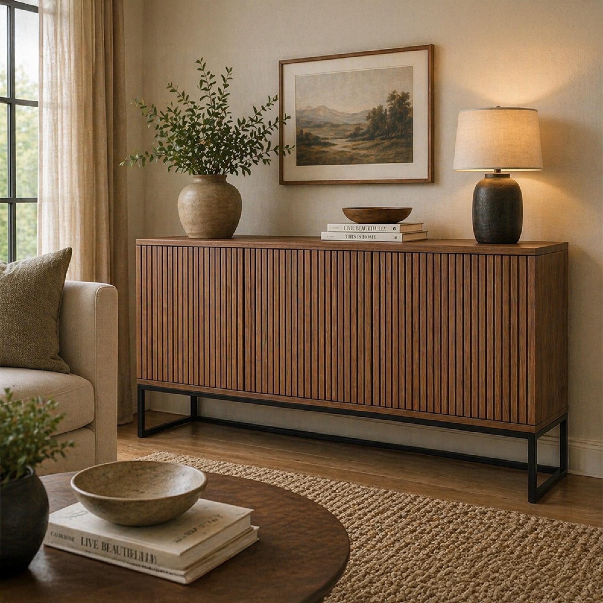 Timo Sideboard - 3 Door - Large - with Slatted Front - Oiled Walnut - Variation Available