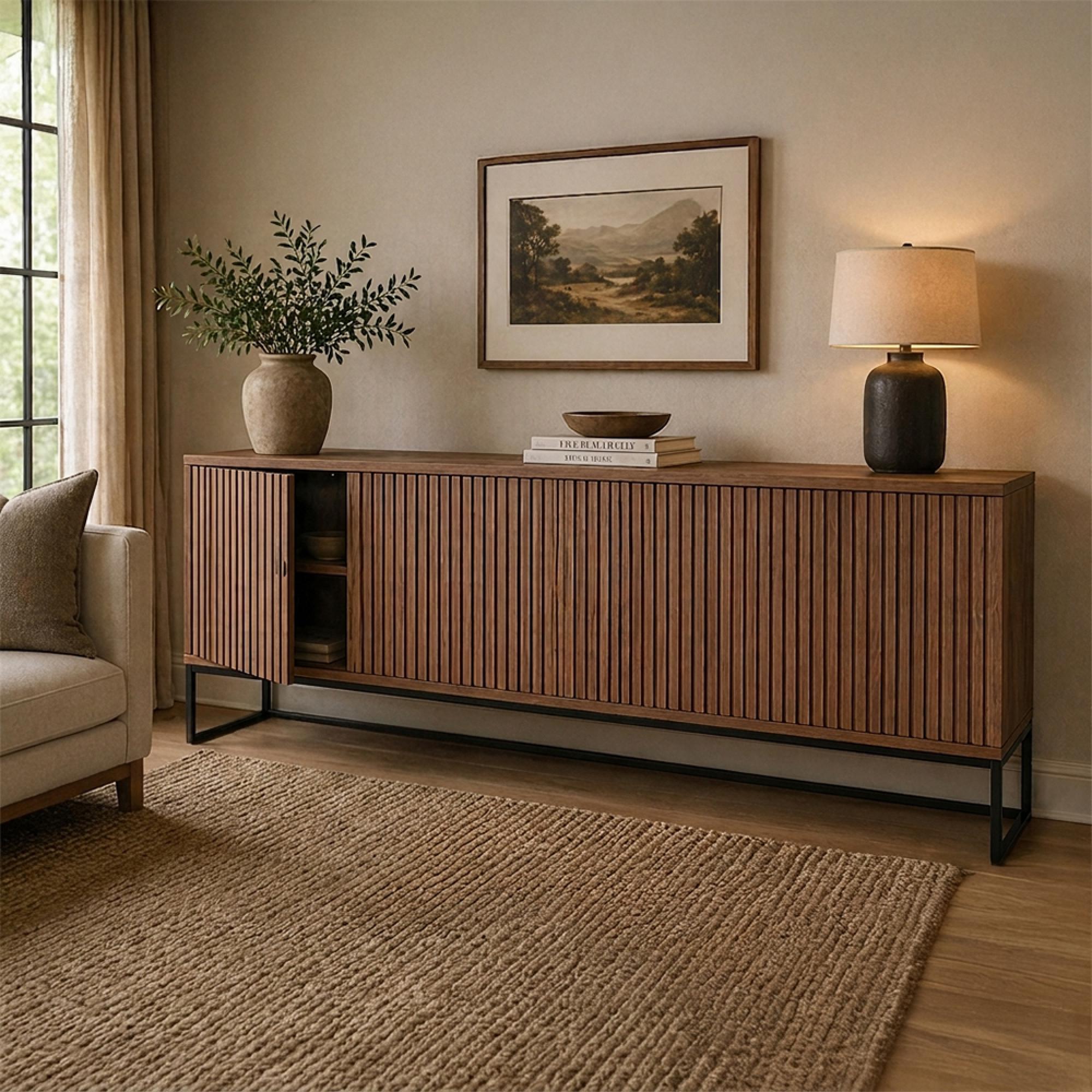 Timo Sideboard - 4 Door - Extra Large - with Slatted Front - Oiled Walnut - Variation Available