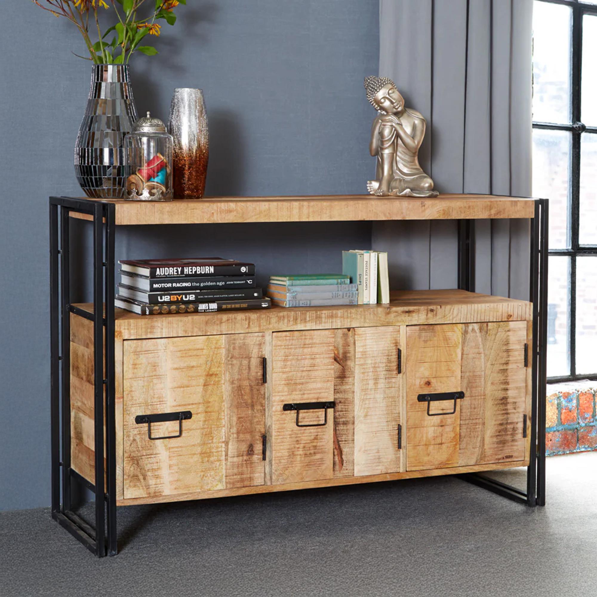 Cosmo Sideboard - 3 Door - Large - Industrial Style - Wooden and Metal
