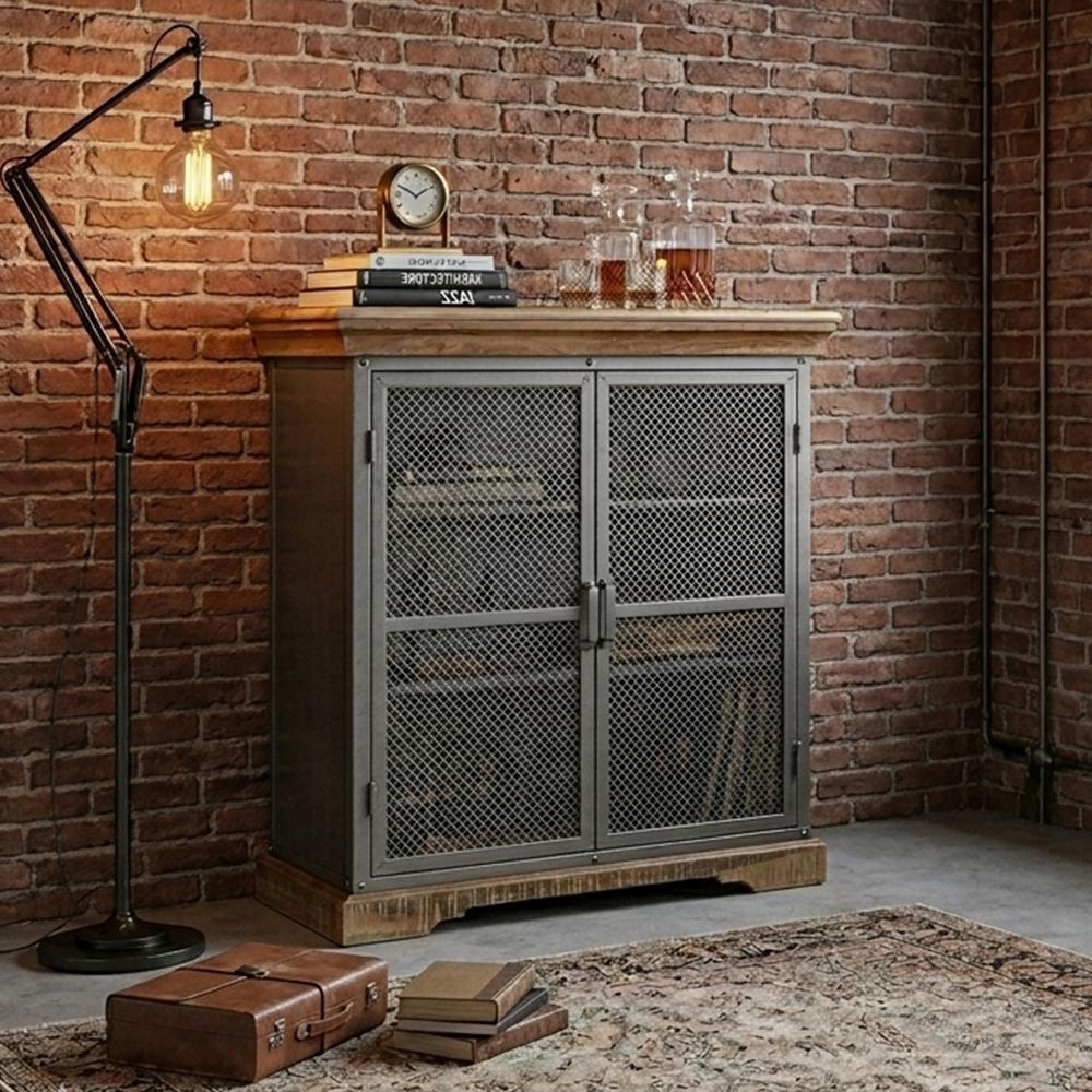 Metropolis Sideboard - 2 Door - Small - Industrial - Solid Wood and Metal