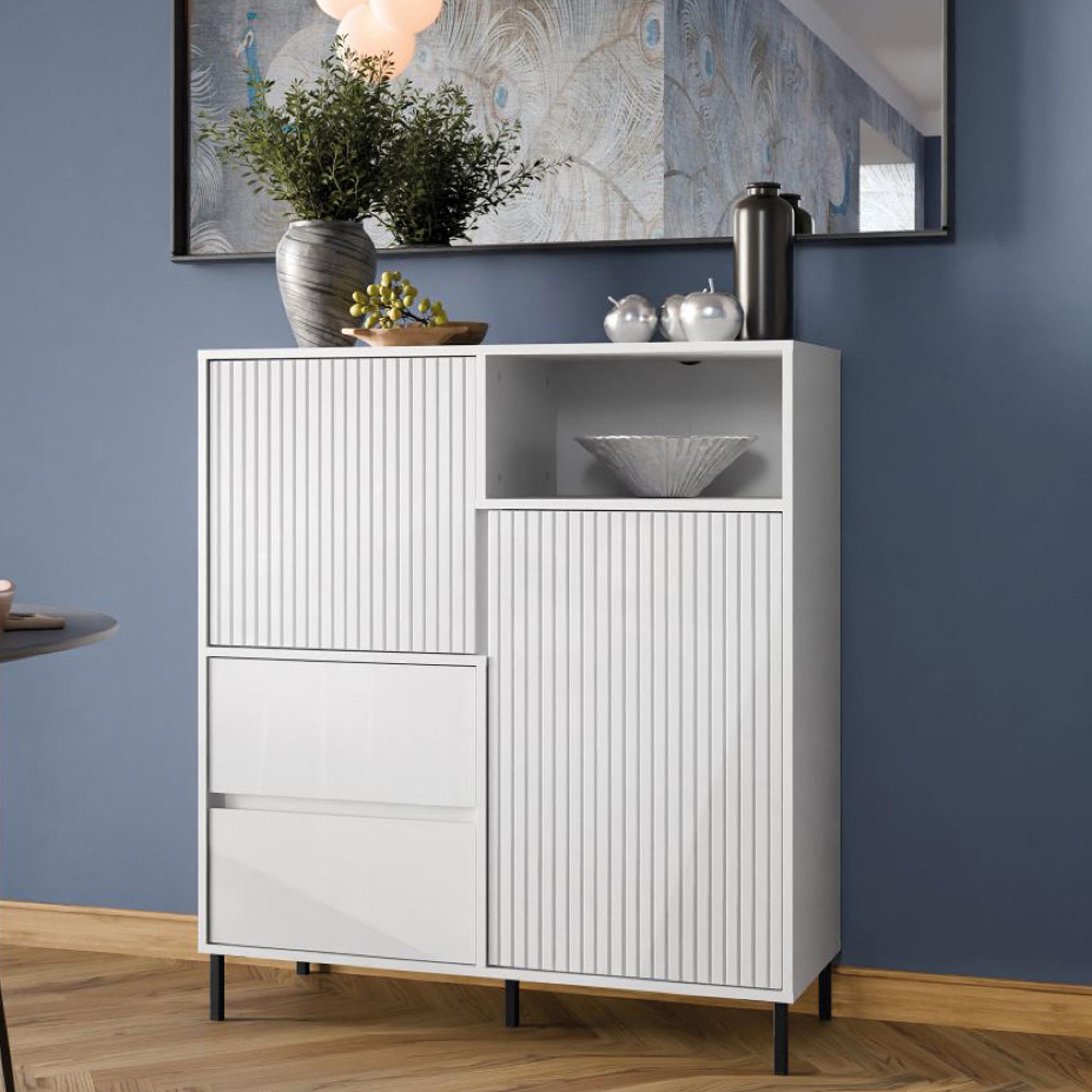 Avenale Sideboard - 2 Door - 2 Drawer - Small - Alpine White High Gloss