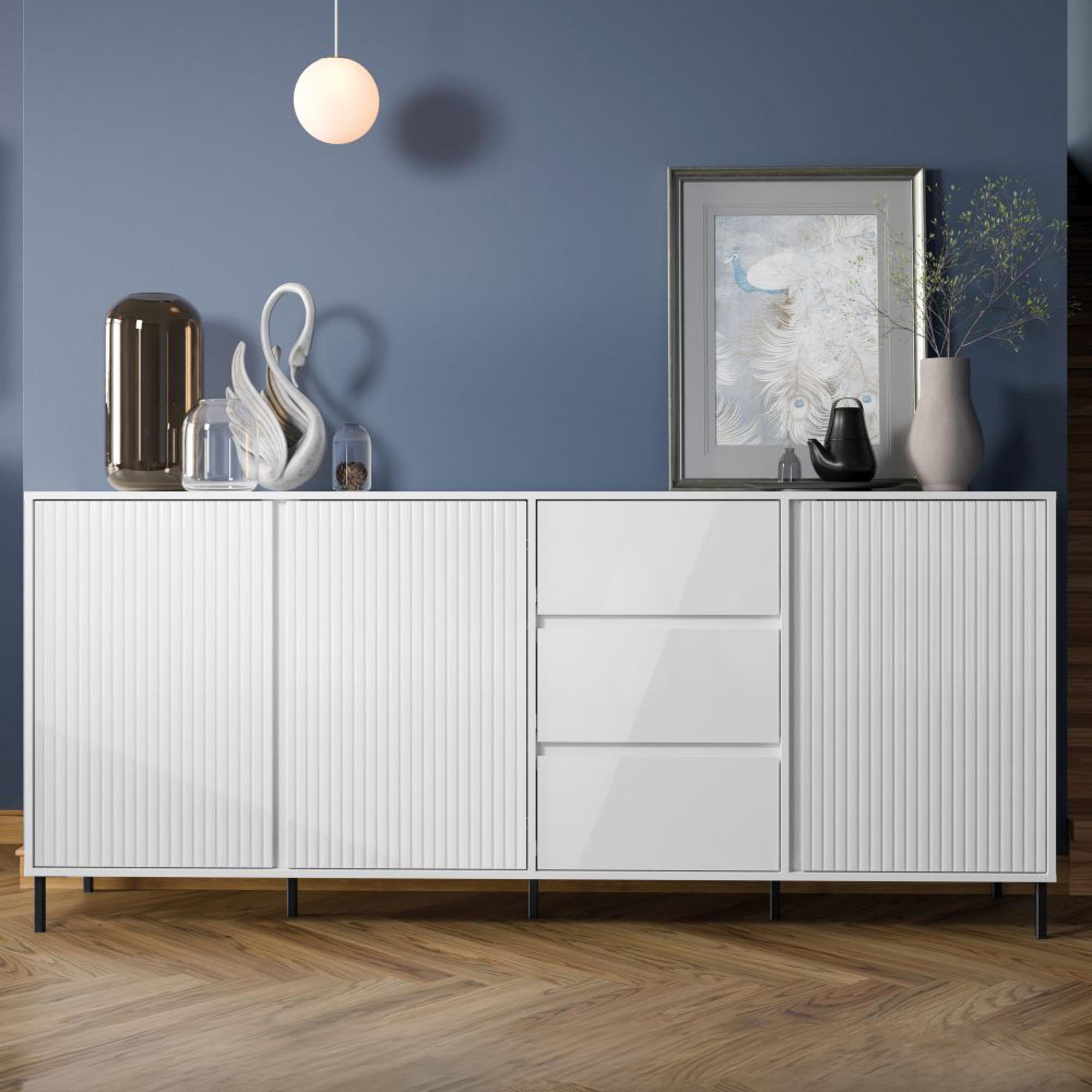 Avenale Sideboard - 3 Door - 3 Drawer - Extra Large - Alpine White High Gloss