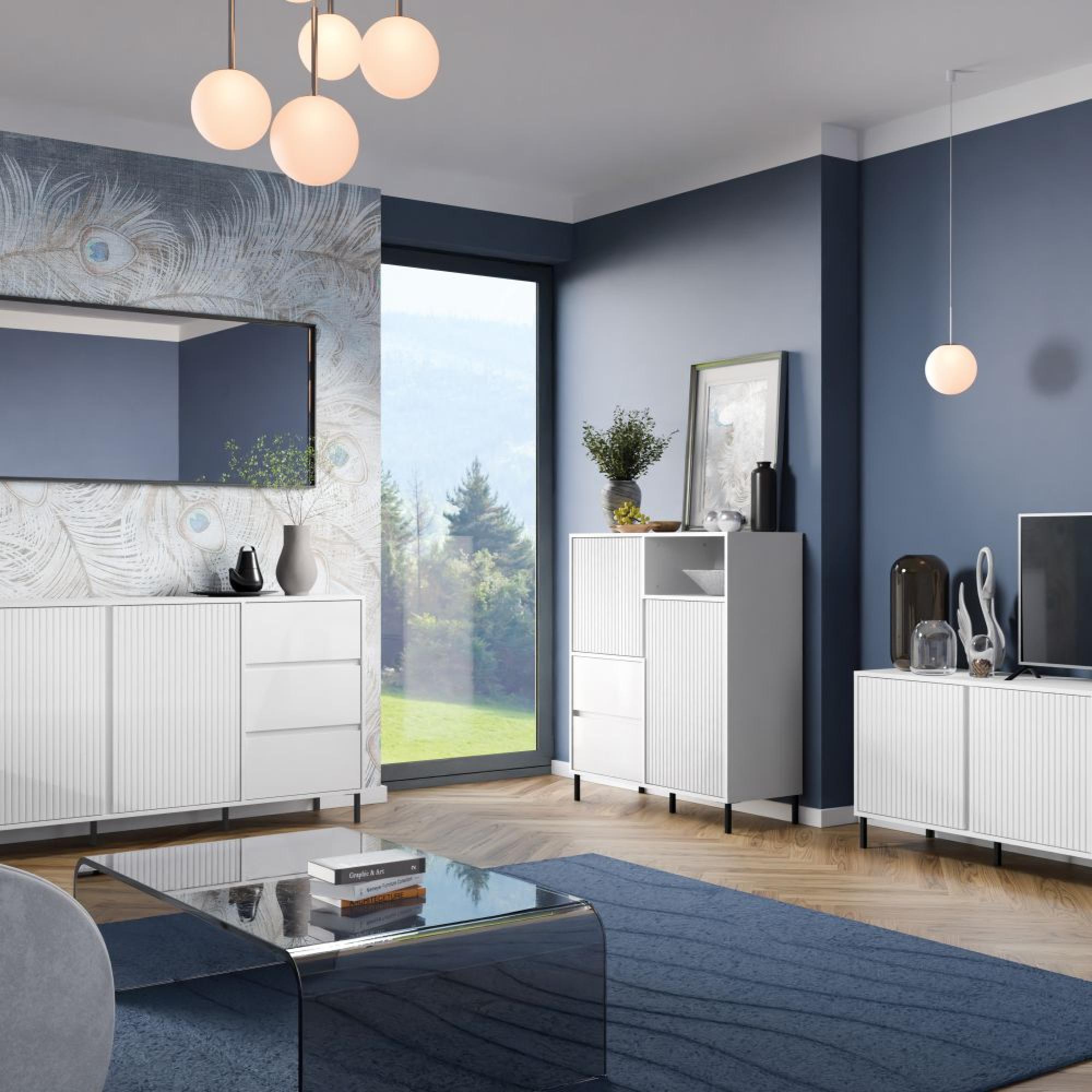 Avenale Sideboard - 2 Door - 2 Drawer - Small - Alpine White High Gloss