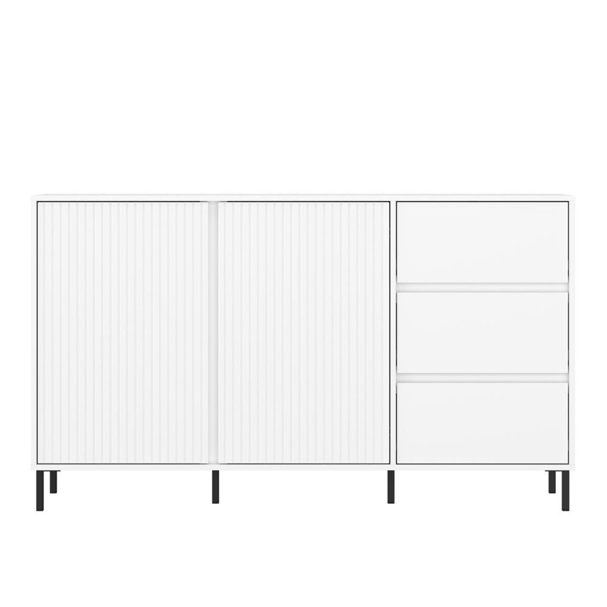 Avenale Sideboard - 2 Door - 3 Drawer - Medium - Alpine White High Gloss