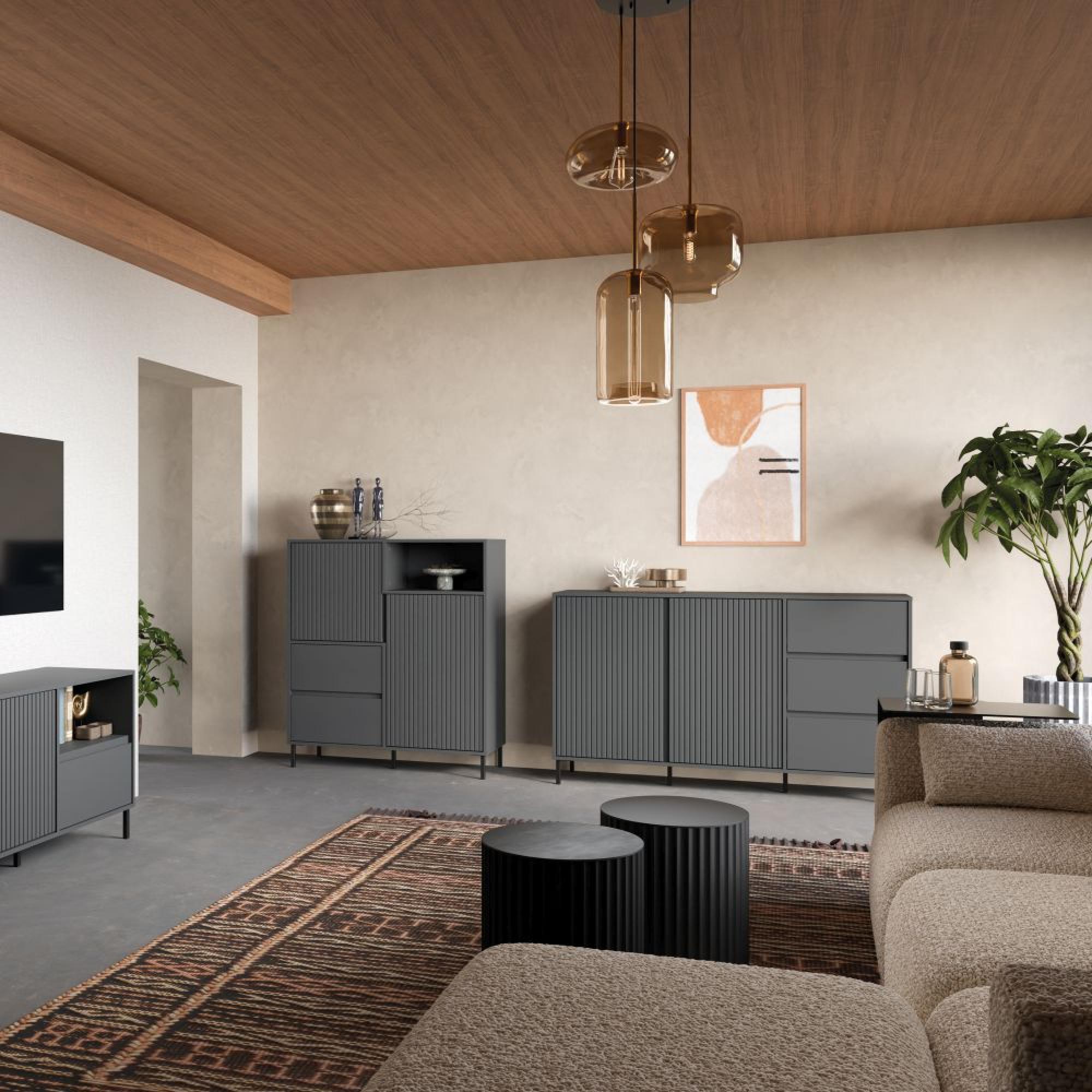 Avenale Sideboard - 2 Door - 3 Drawer - Medium - Anthracite