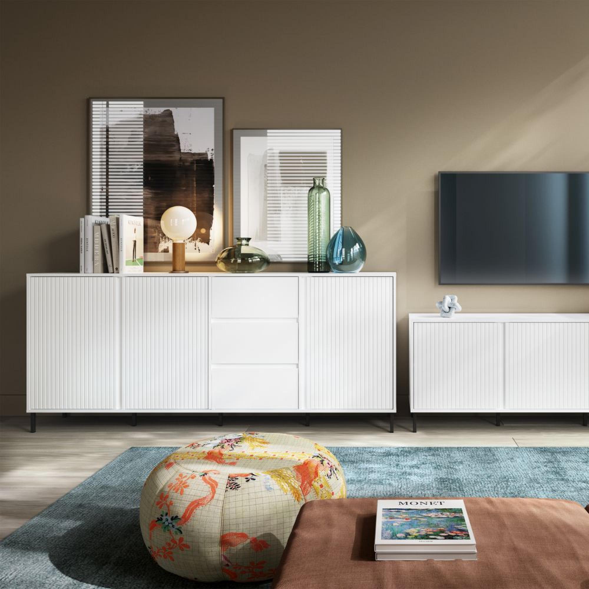 Avenale Sideboard - 3 Door - 3 Drawer - Extra Large - Alpine White High Gloss