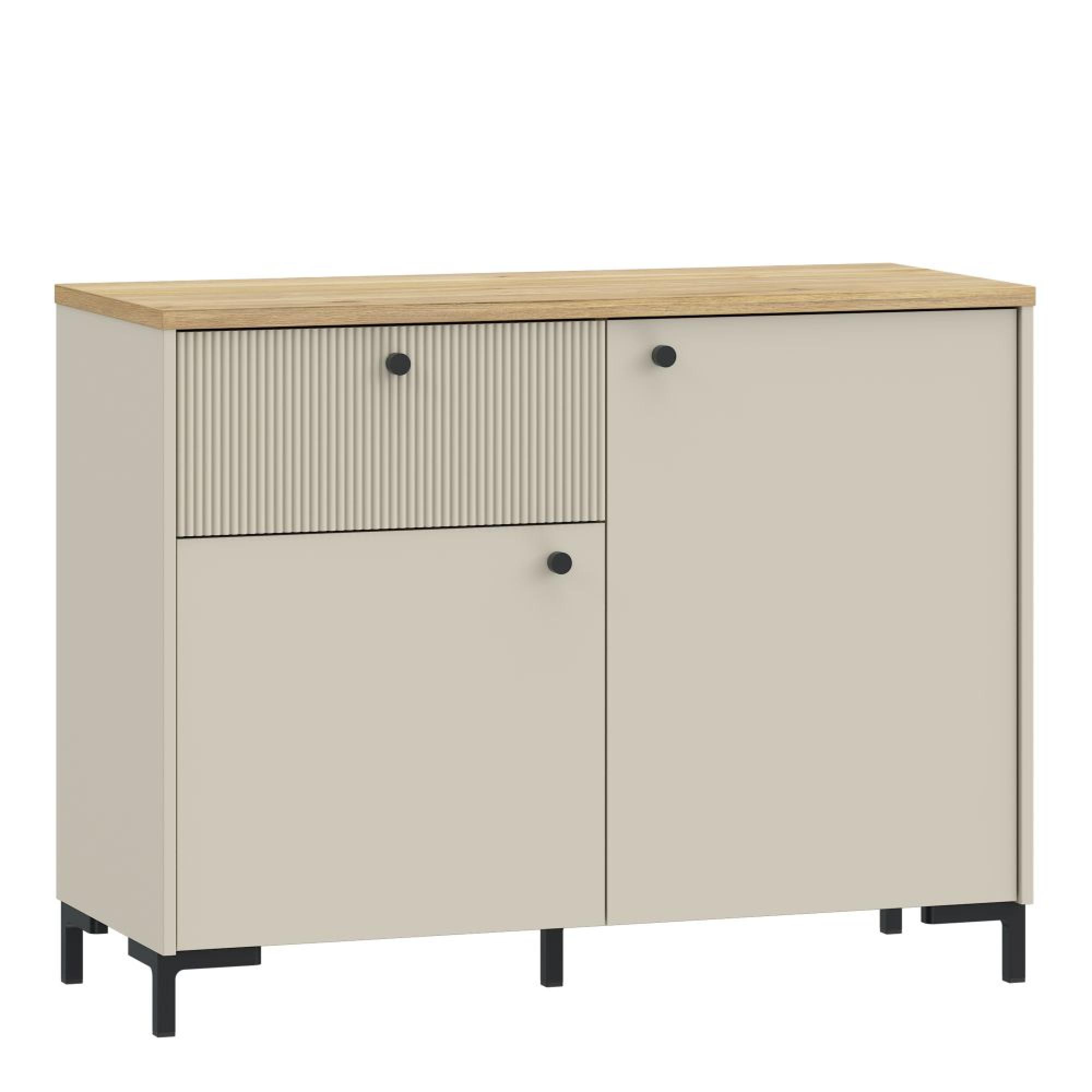 Bixbite Sideboard - 2 Door - 1 Drawer - Small - Fluted - Light Oak and Sand