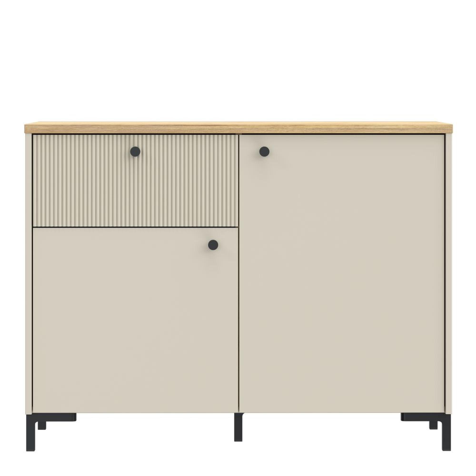 Bixbite Sideboard - 2 Door - 1 Drawer - Small - Fluted - Light Oak and Sand