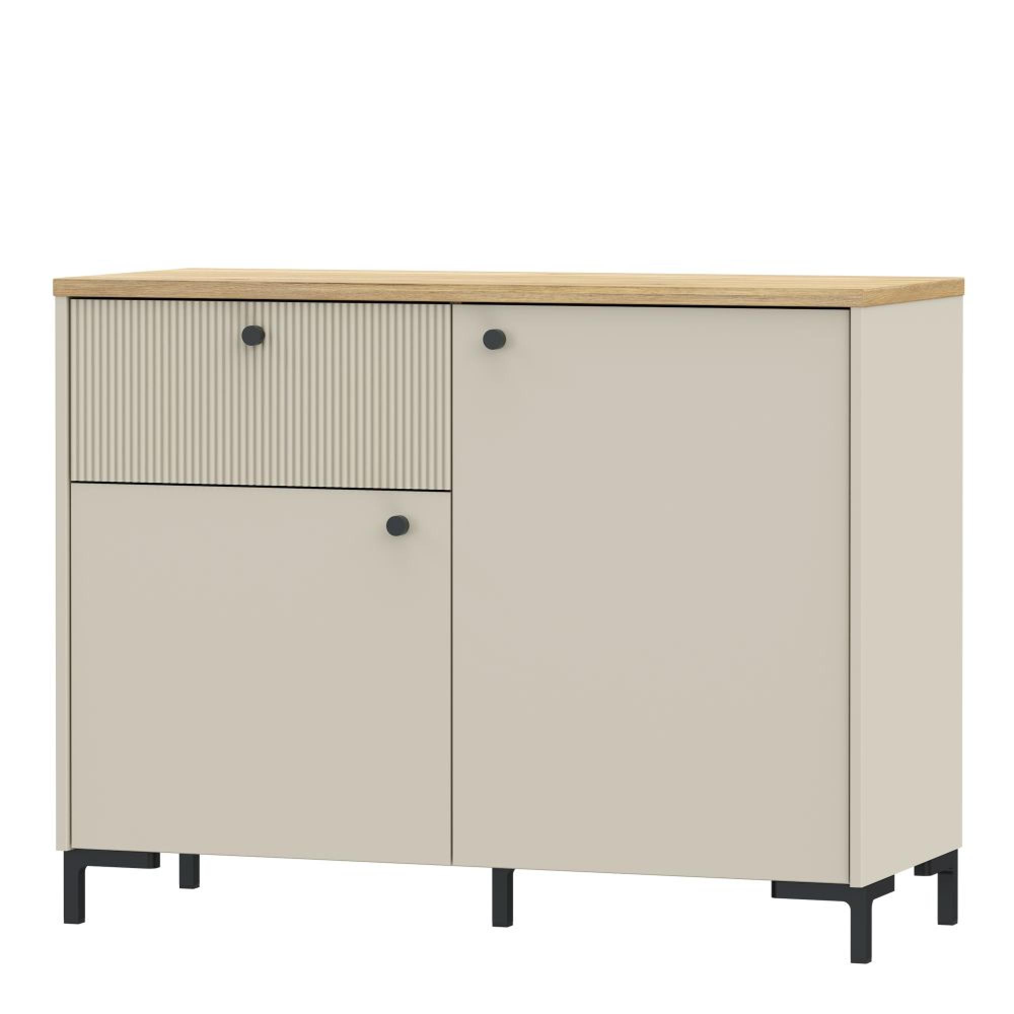 Bixbite Sideboard - 2 Door - 1 Drawer - Small - Fluted - Light Oak and Sand