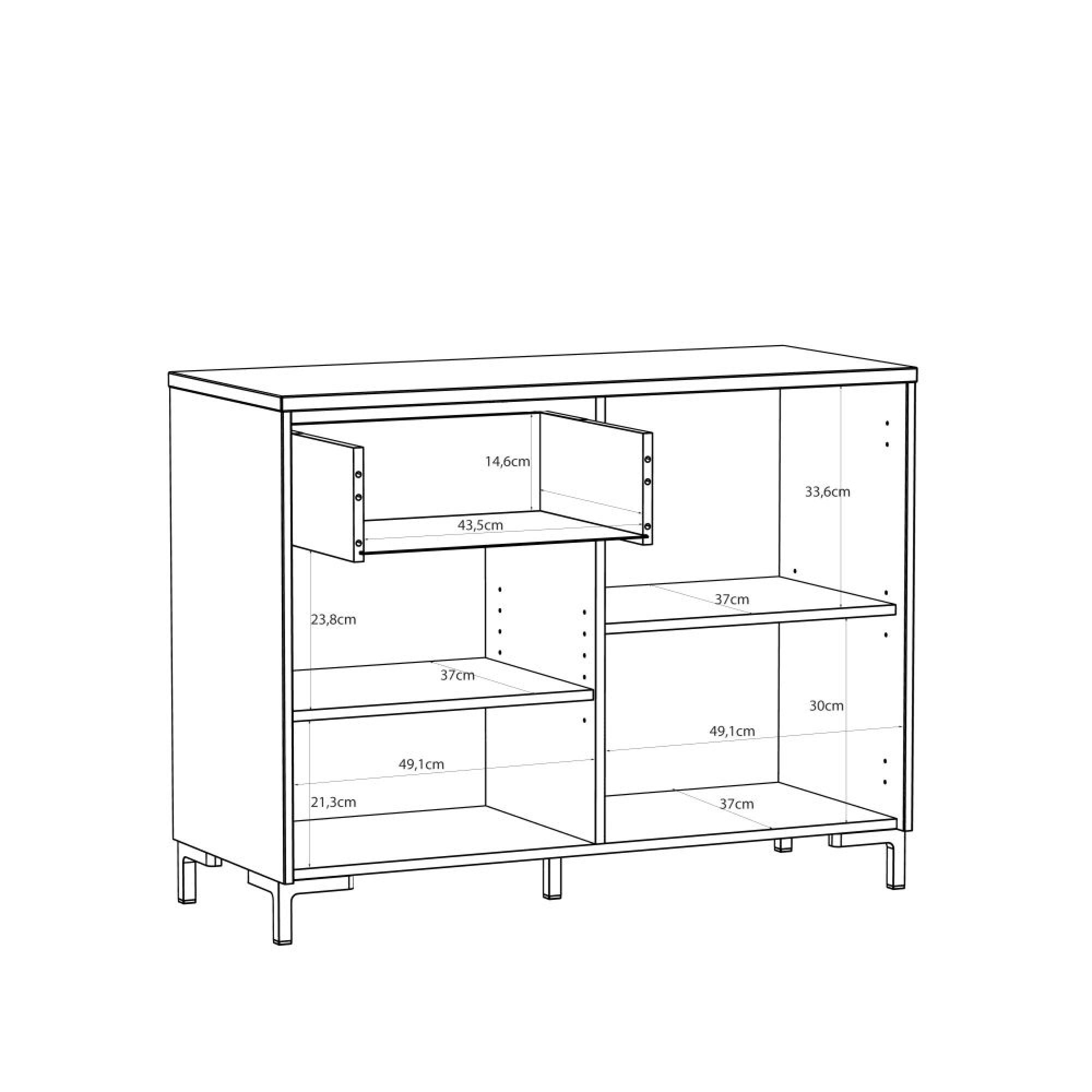 Bixbite Sideboard - 2 Door - 1 Drawer - Small - Fluted - Light Oak and Sand
