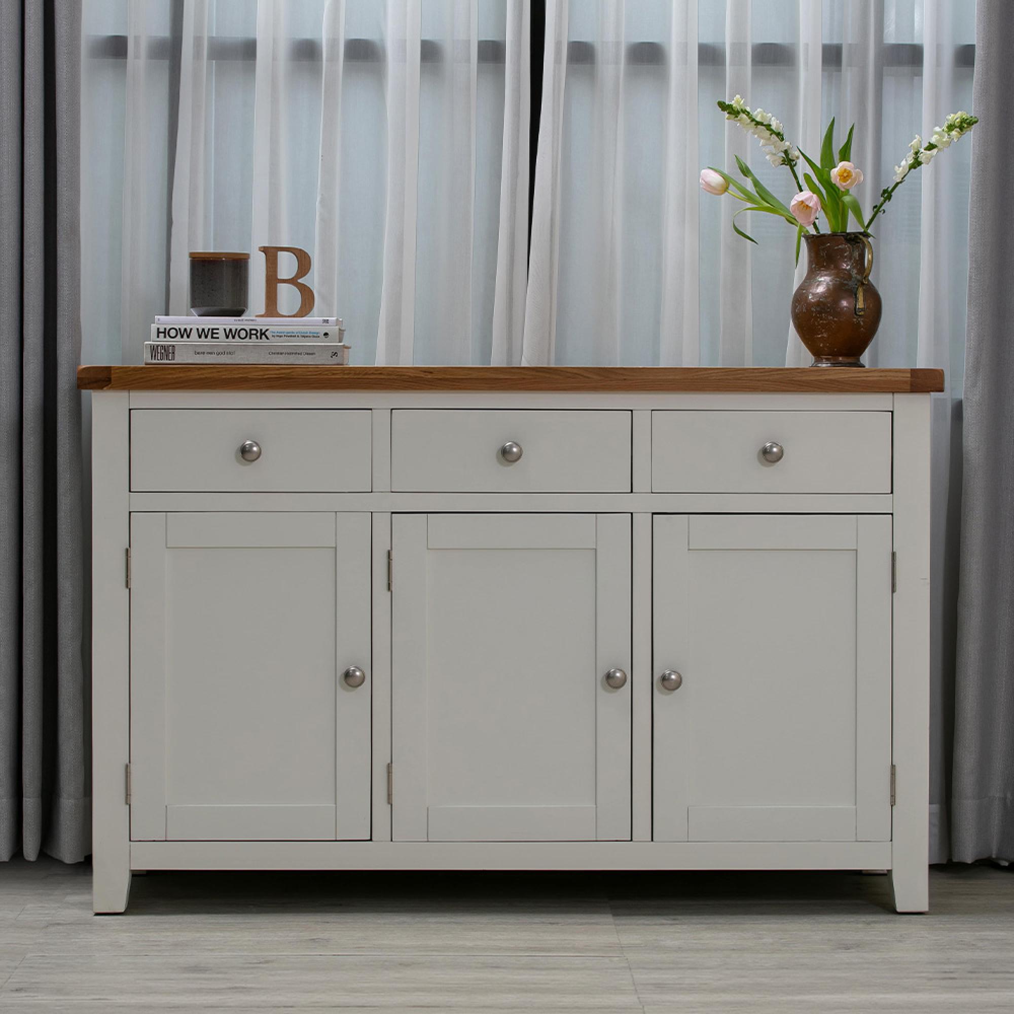 Melbourne Sideboard - 3 Door - Medium - White and Wood