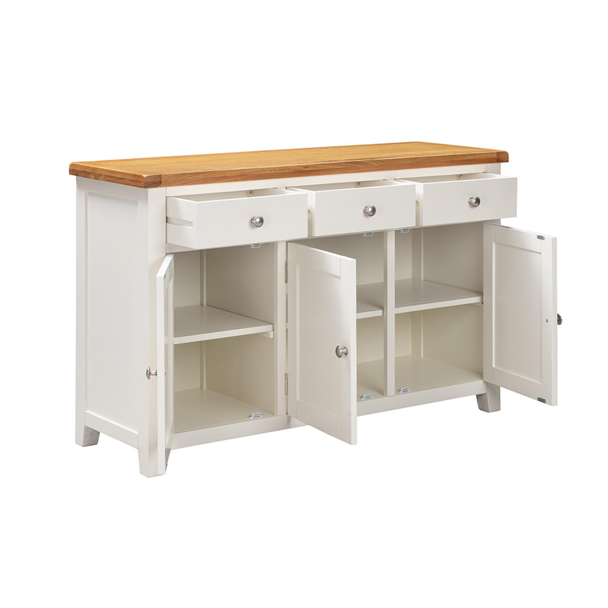 Melbourne Sideboard - 3 Door - Medium - White and Wood