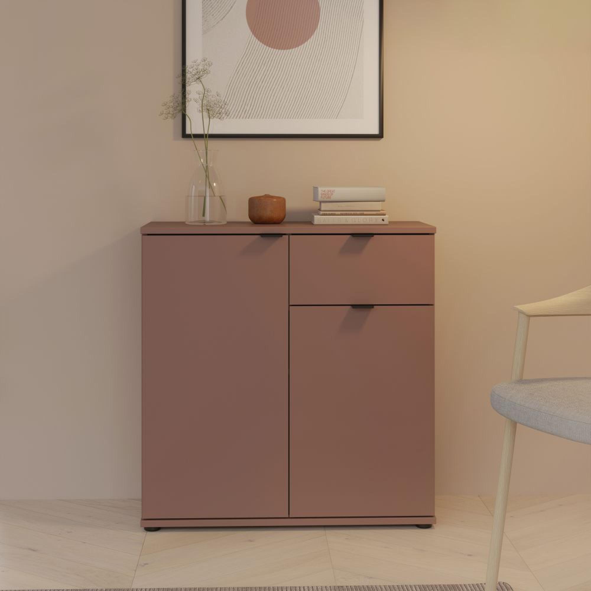 Ganymede Sideboard - 2 Door - 1 Drawer - Compact - Terracotta