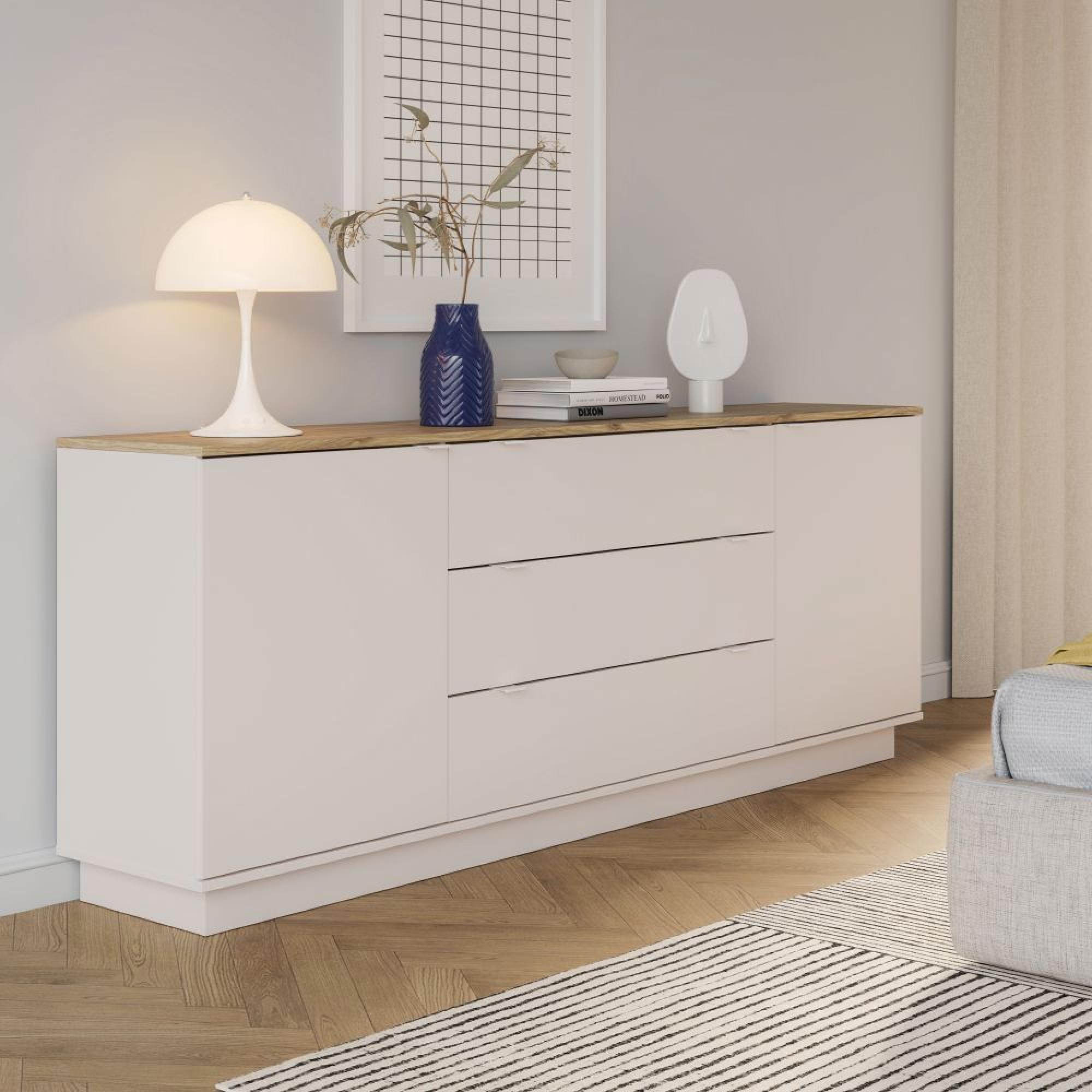 Ganymede Sideboard - 2 Door - 3 Drawer - Extra Large - Light Oak and Sand