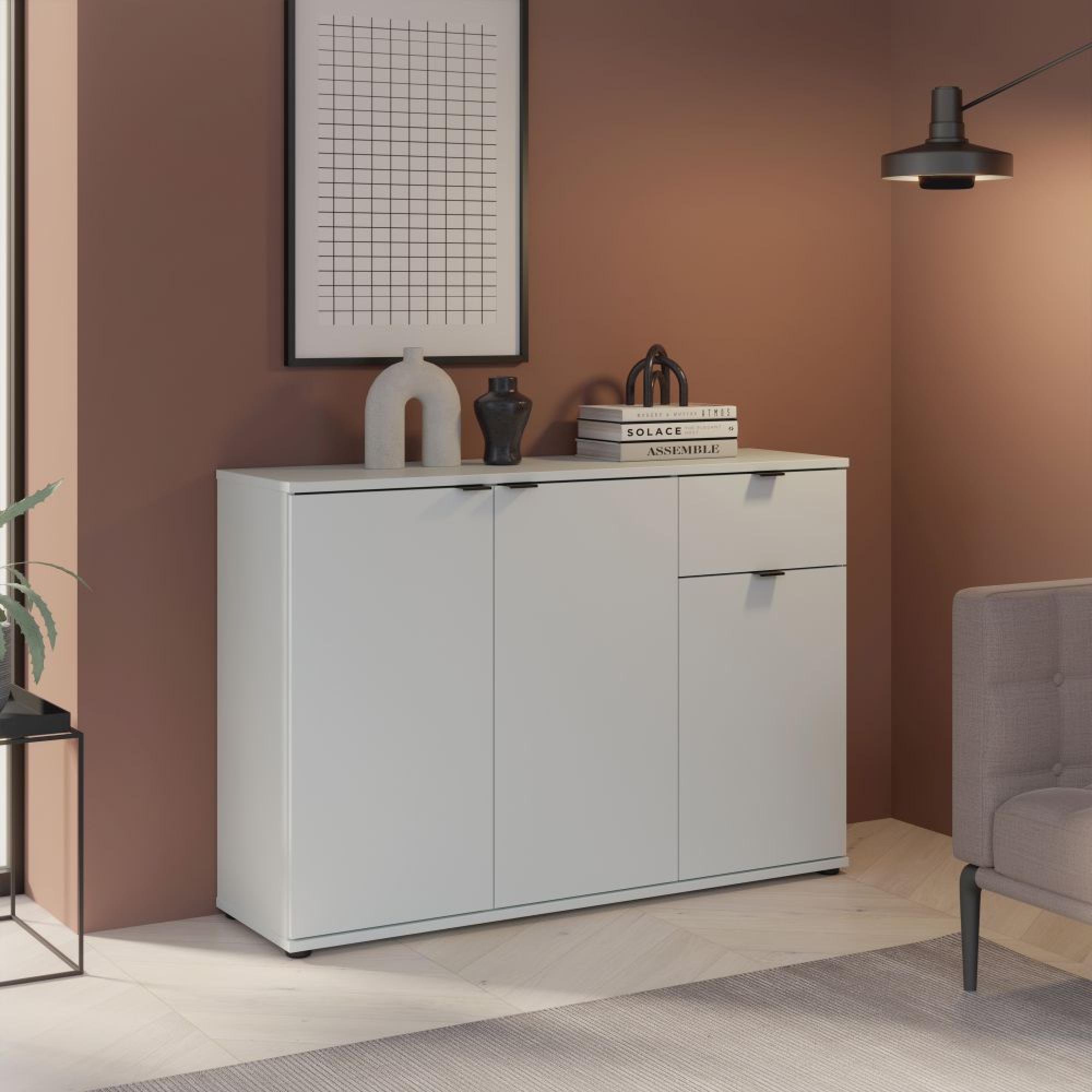 Ganymede Sideboard - 3 Door - 1 Drawer - Small - Light Grey